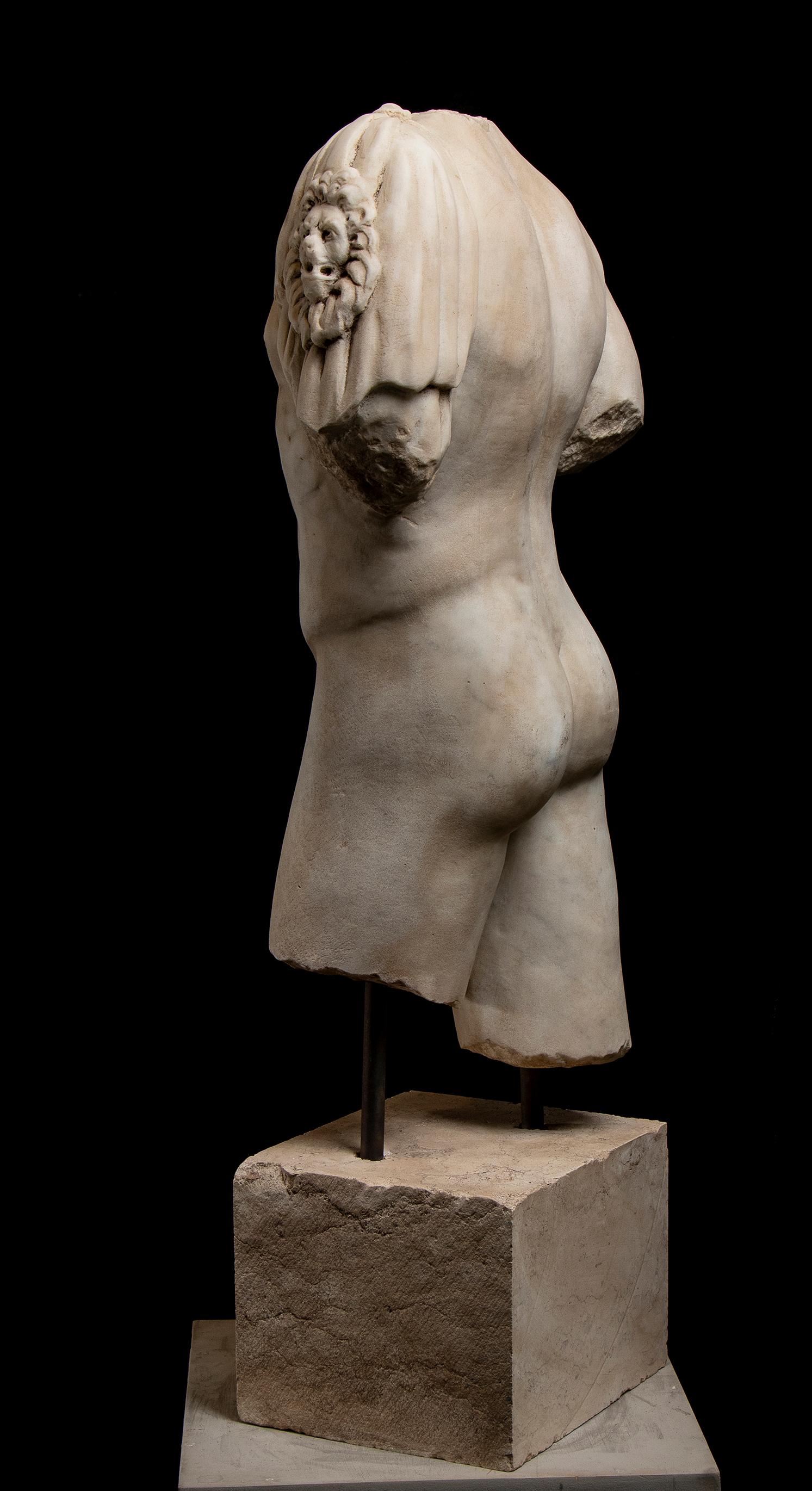 White Carrara Marble Sculpture of Hercules Italian 20th Century For Sale 2