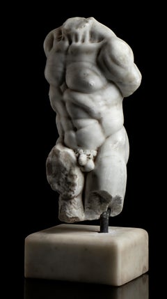 White Marble Figurative Nude Torso Sculpture After The Antique Italian 