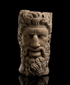 Scultura figurativa in marmo bianco Ritratto di un sileno classico greco del XIX secolo