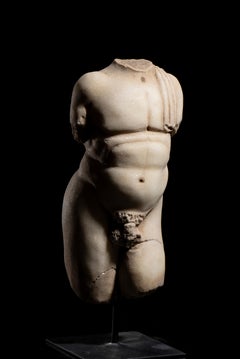 White Marble Italian Torso Sculpture Classical Style Grand Tour Size 20th