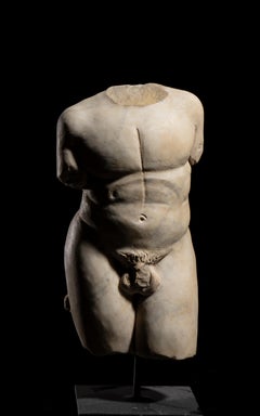 White Marble Italian Torso Sculpture Classical Style Grand Tour Size 20th