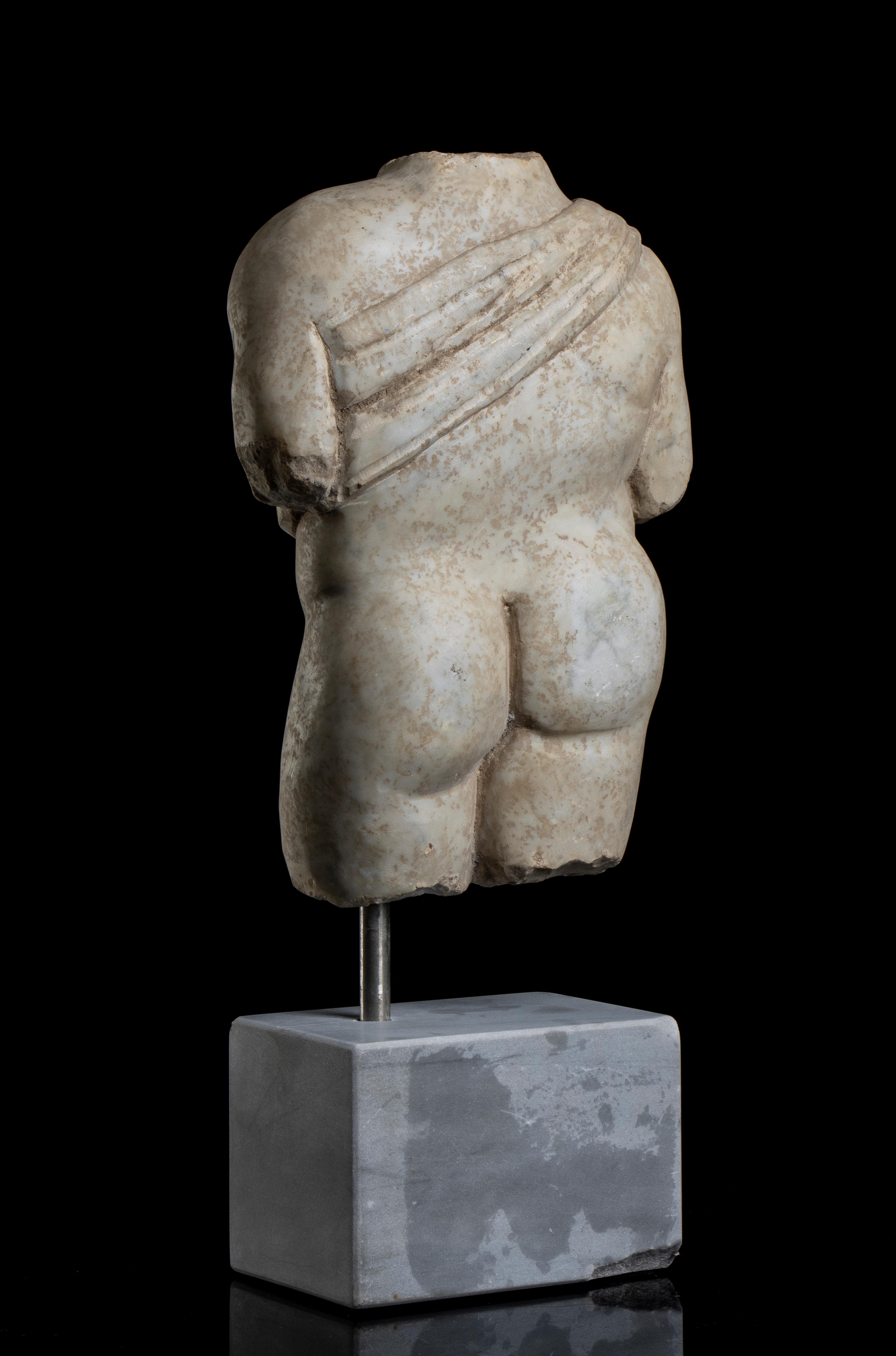 White Marble Nude Torso Sculpture Apollo Grand Tour Style Classical 20th Italian For Sale 8