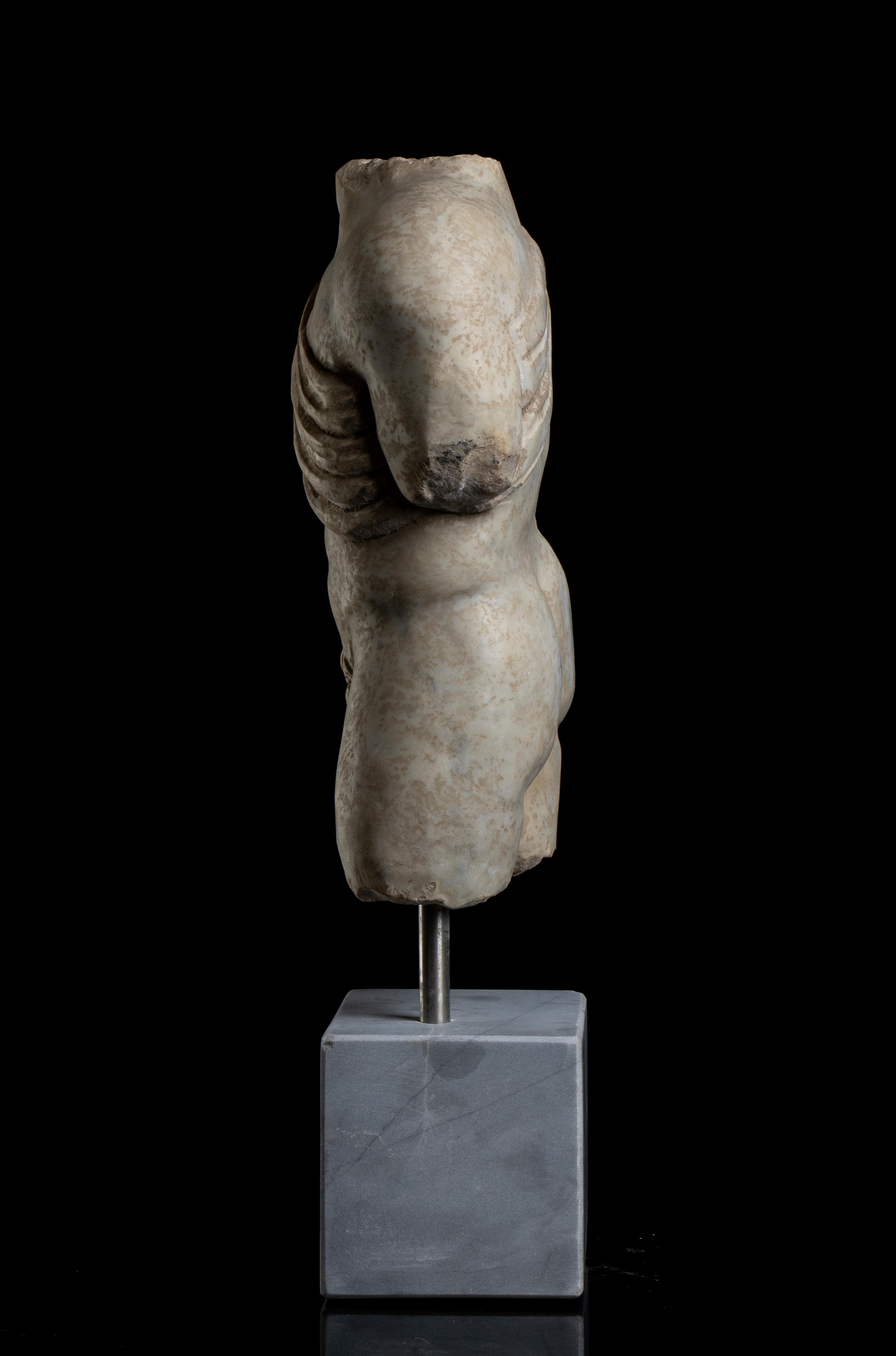 White Marble Nude Torso Sculpture Apollo Grand Tour Style Classical 20th Italian For Sale 11