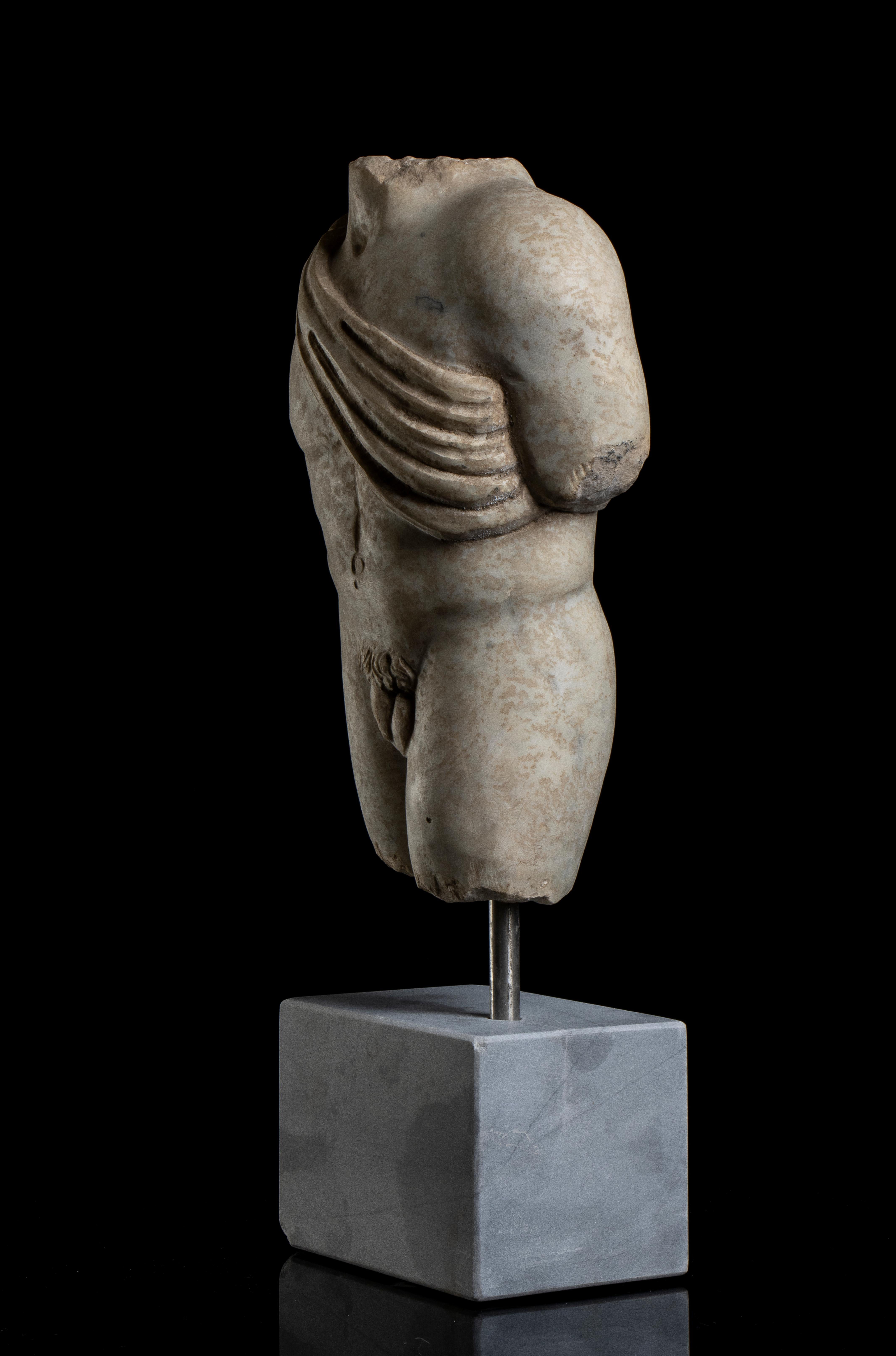 Nudefarbene Torso-Skulptur aus weißem Marmor im Apollo Grand Tour-Stil, klassisch, 20. Jahrhundert, Italien im Angebot 10