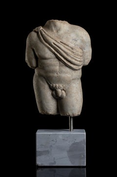 Used White Marble Nude Torso Sculpture Apollo Grand Tour Style Classical 20th Italian