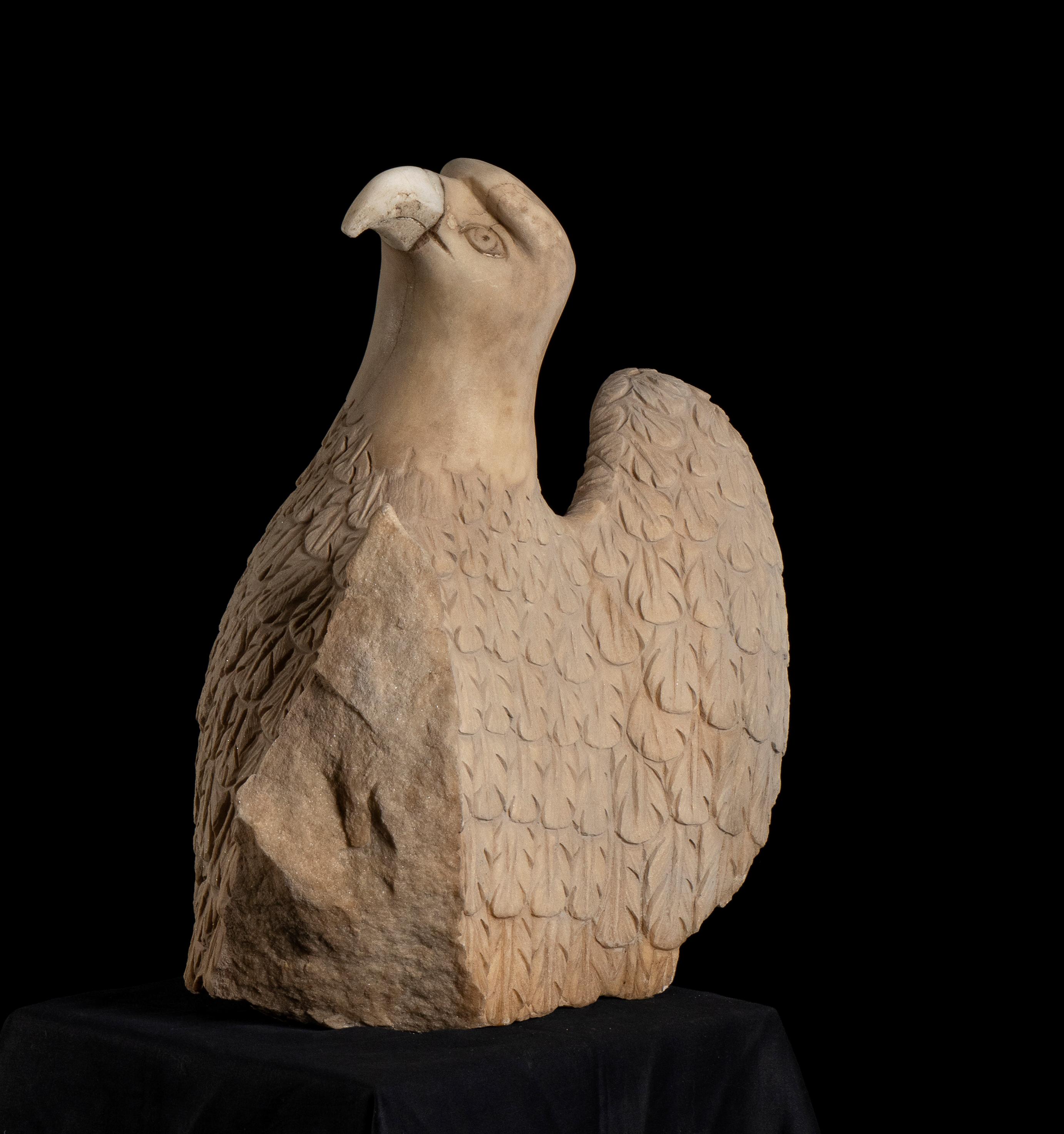 White Marble Sculpture of The Imperial Eagle, Symbol of the Roman Empire  6