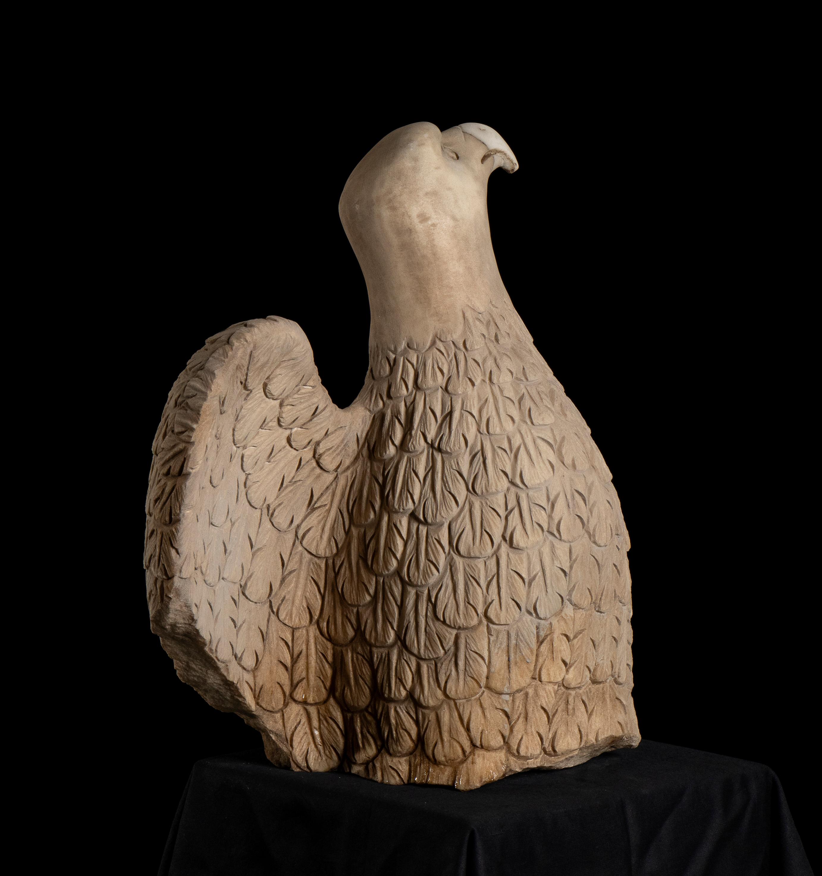 White Marble Sculpture of The Imperial Eagle, Symbol of the Roman Empire  - Black Figurative Sculpture by Unknown