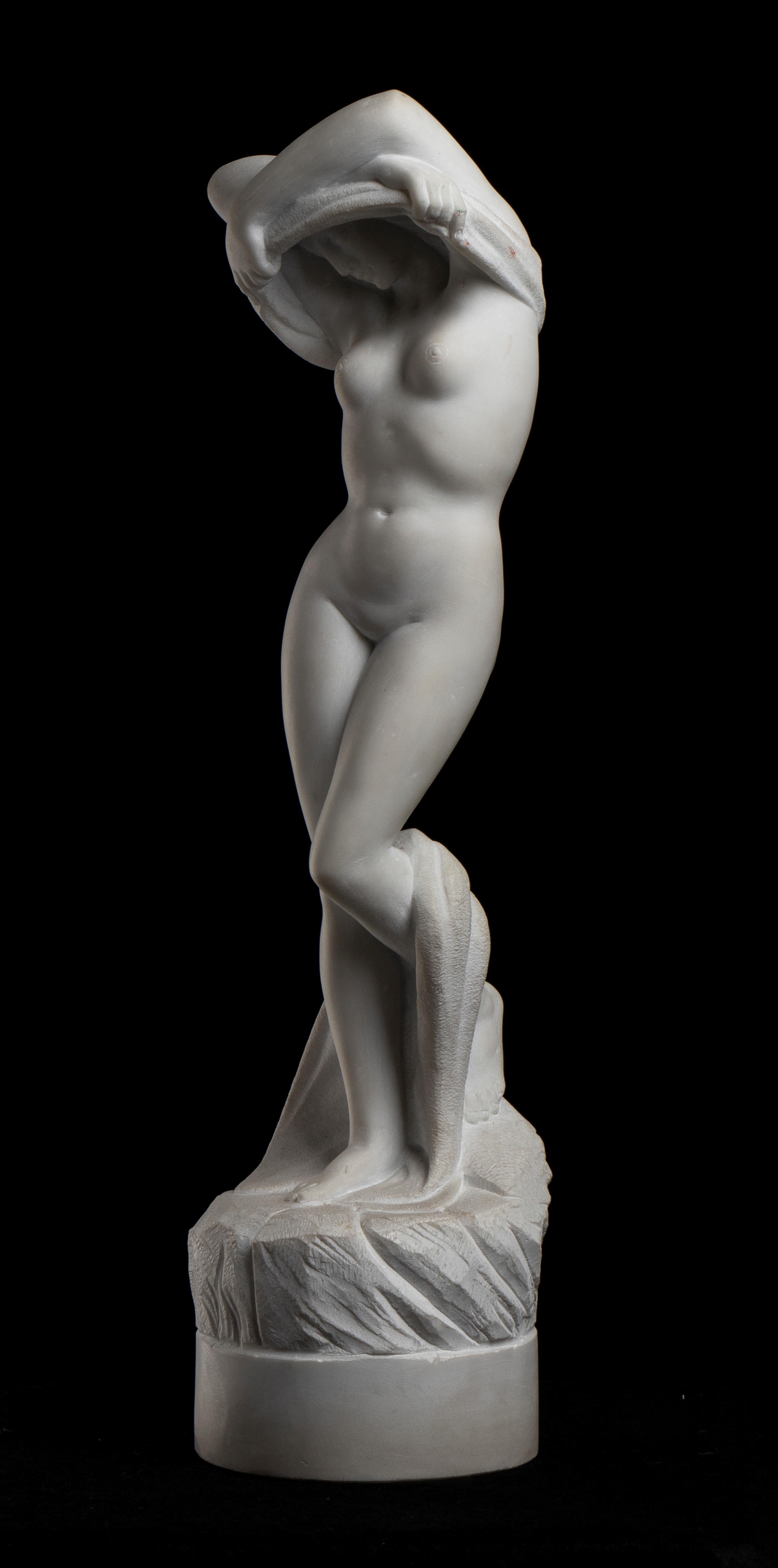 White Marble Sculpture of Undressing Girl Italian Artist Of 20th Century 8