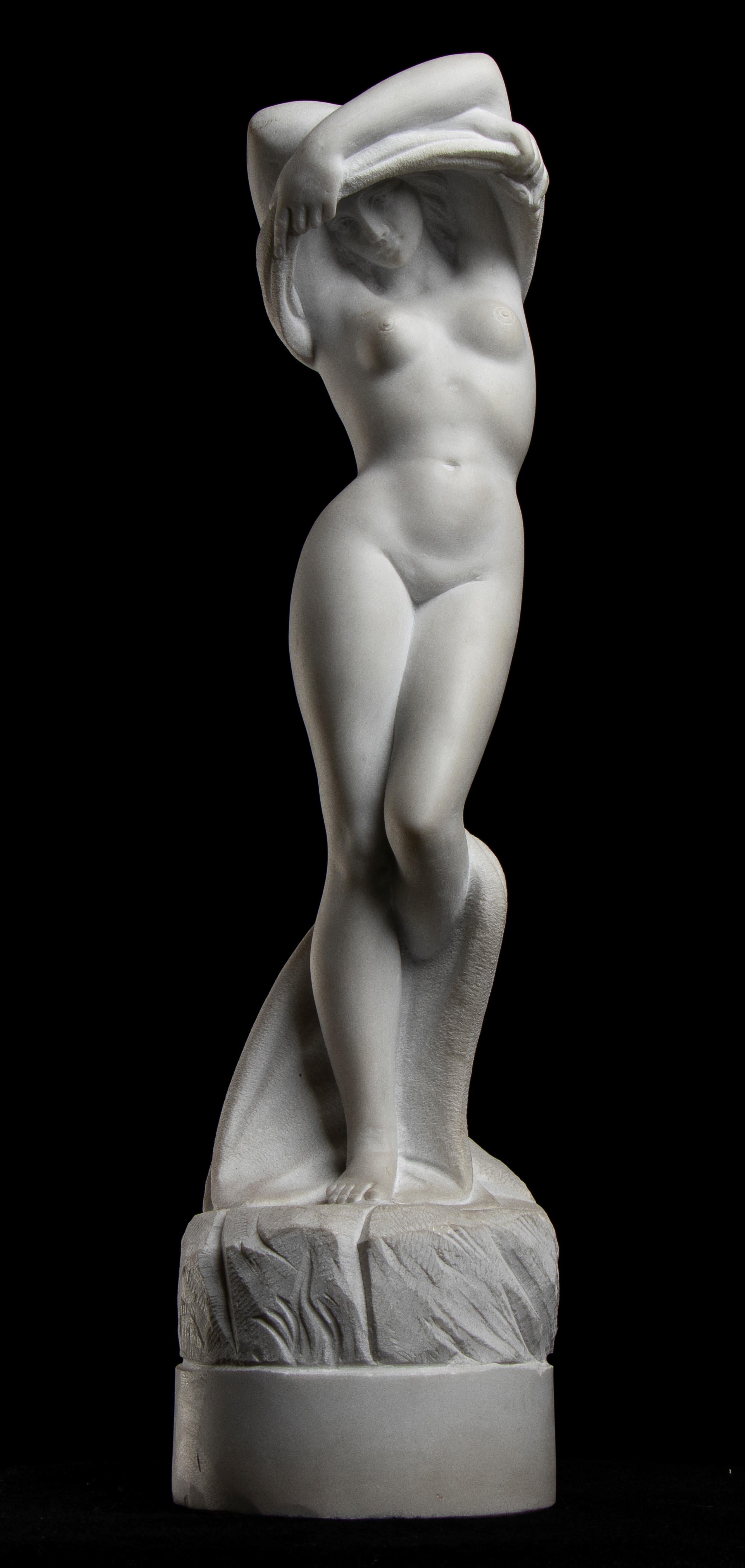 White Marble Sculpture of Undressing Girl Italian Artist Of 20th Century 9