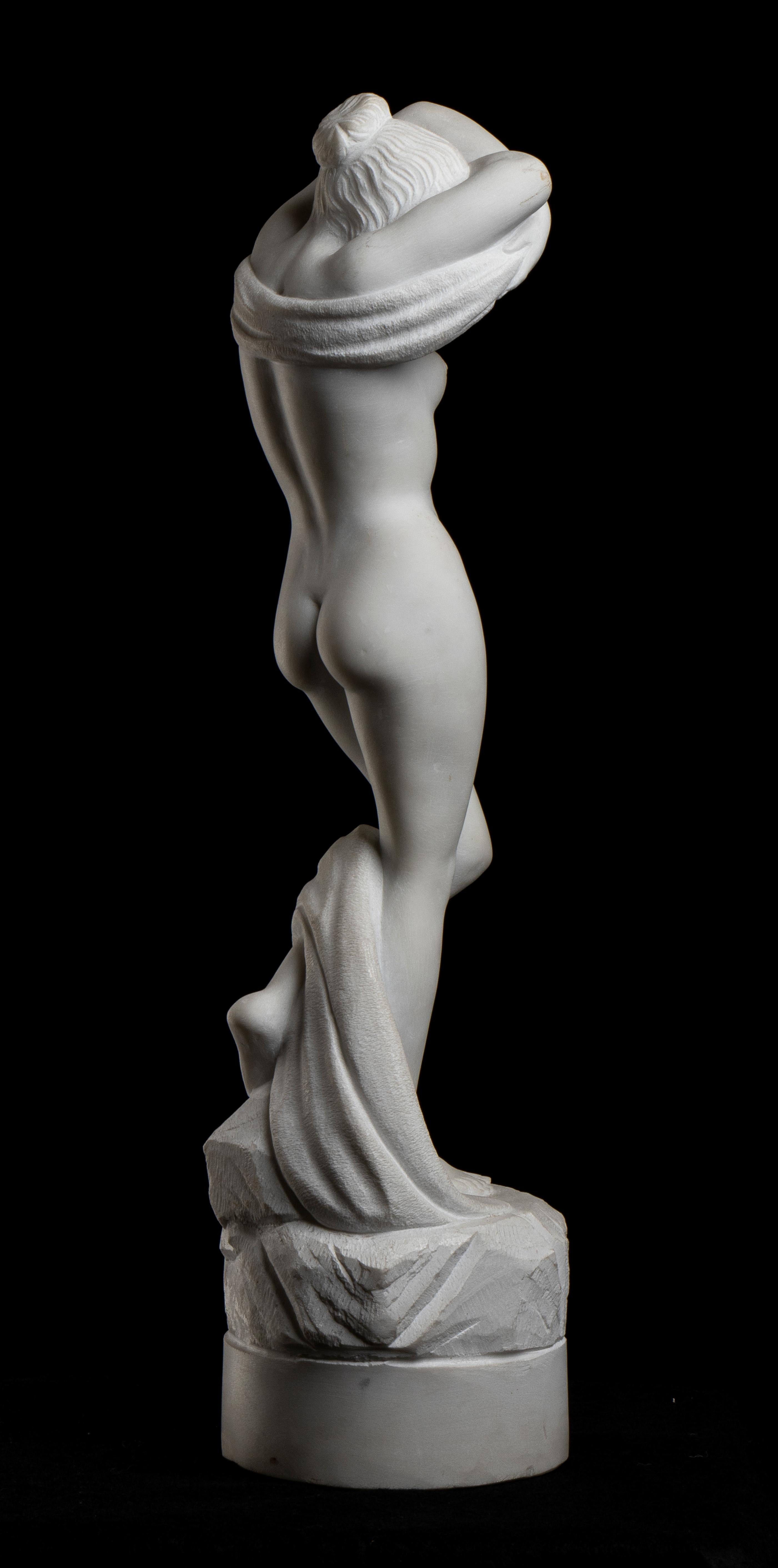 White Marble Sculpture of Undressing Girl Italian Artist Of 20th Century 1