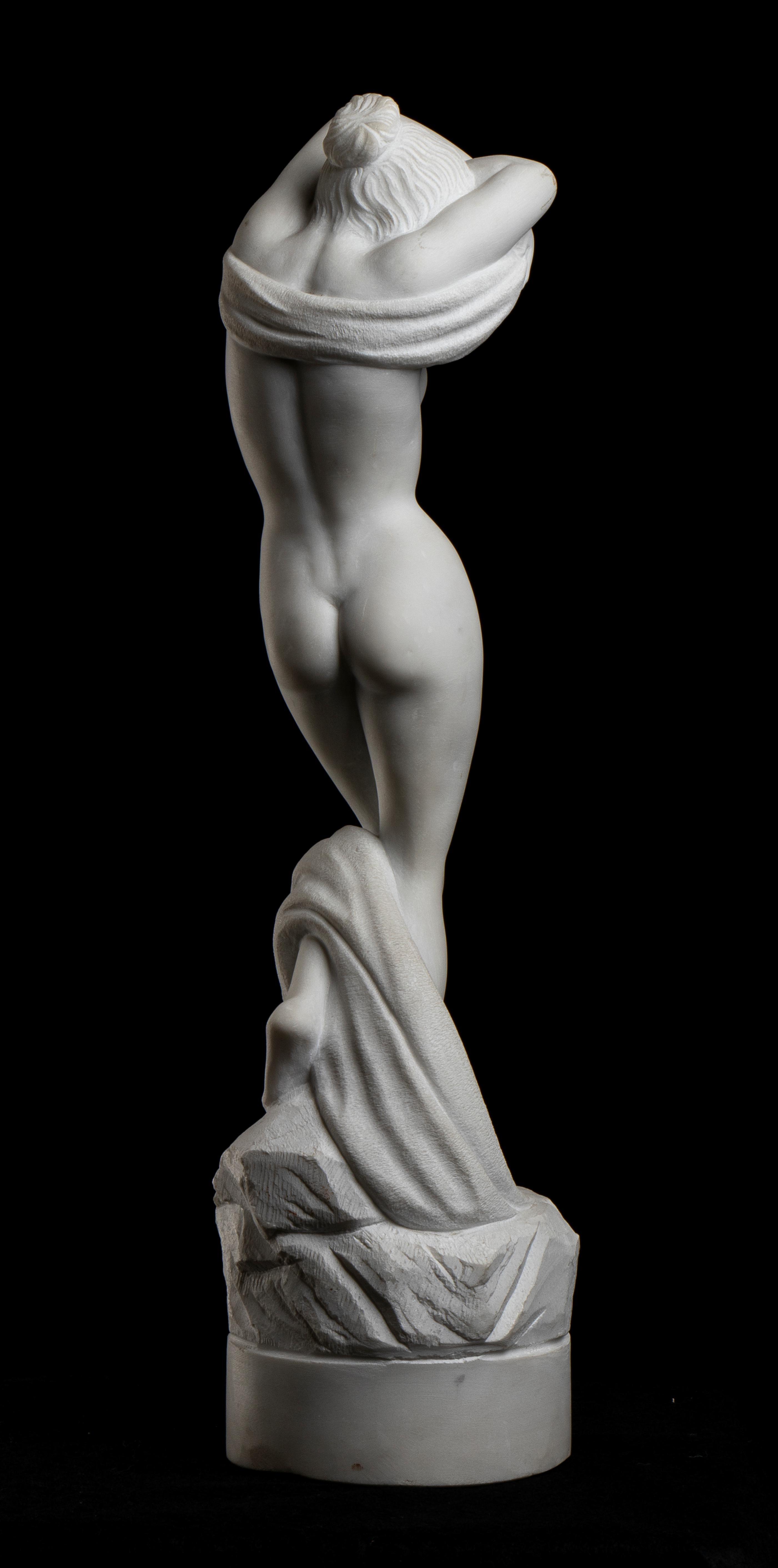 White Marble Sculpture of Undressing Girl Italian Artist Of 20th Century 2