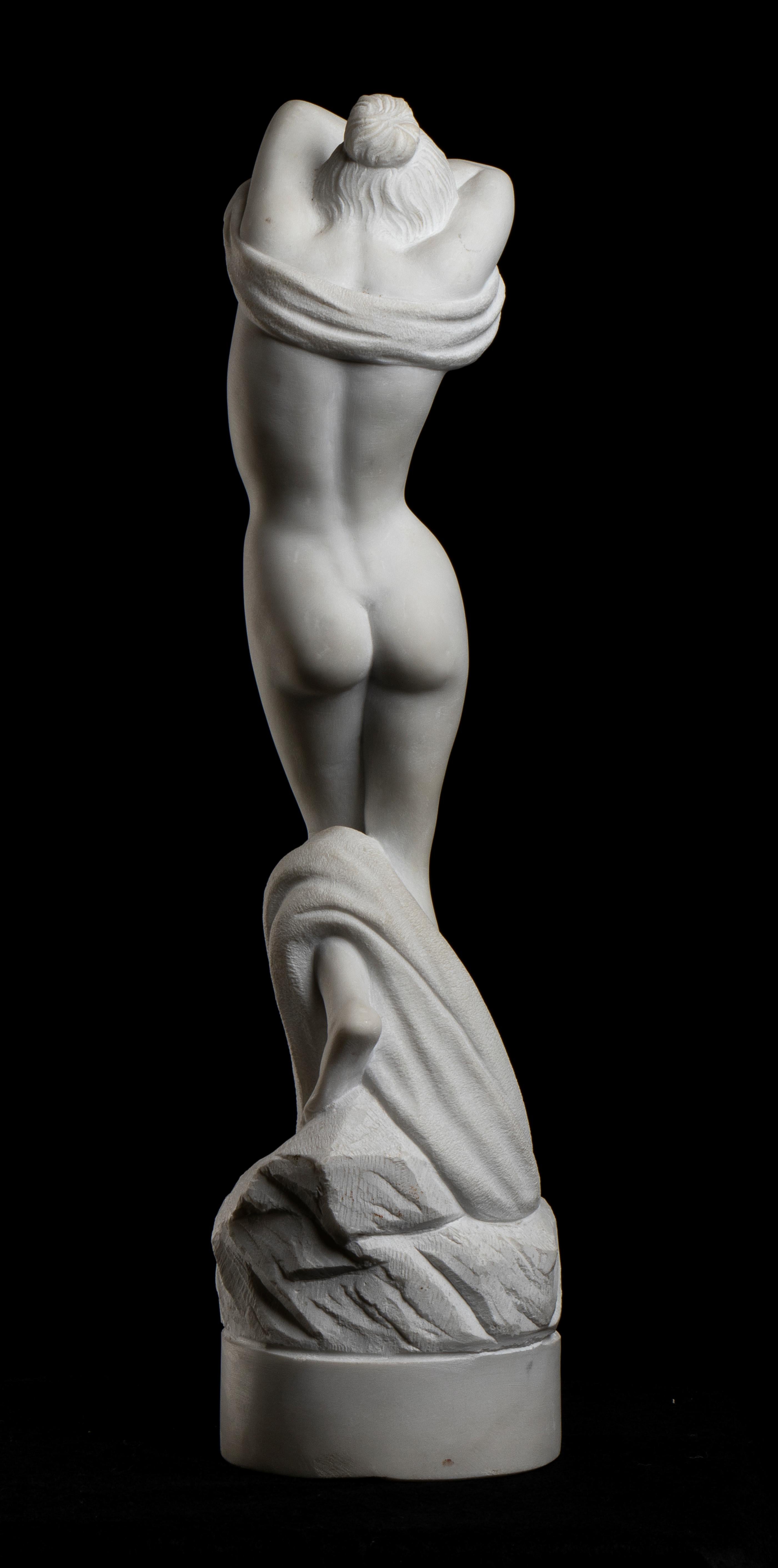 White Marble Sculpture of Undressing Girl Italian Artist Of 20th Century 3