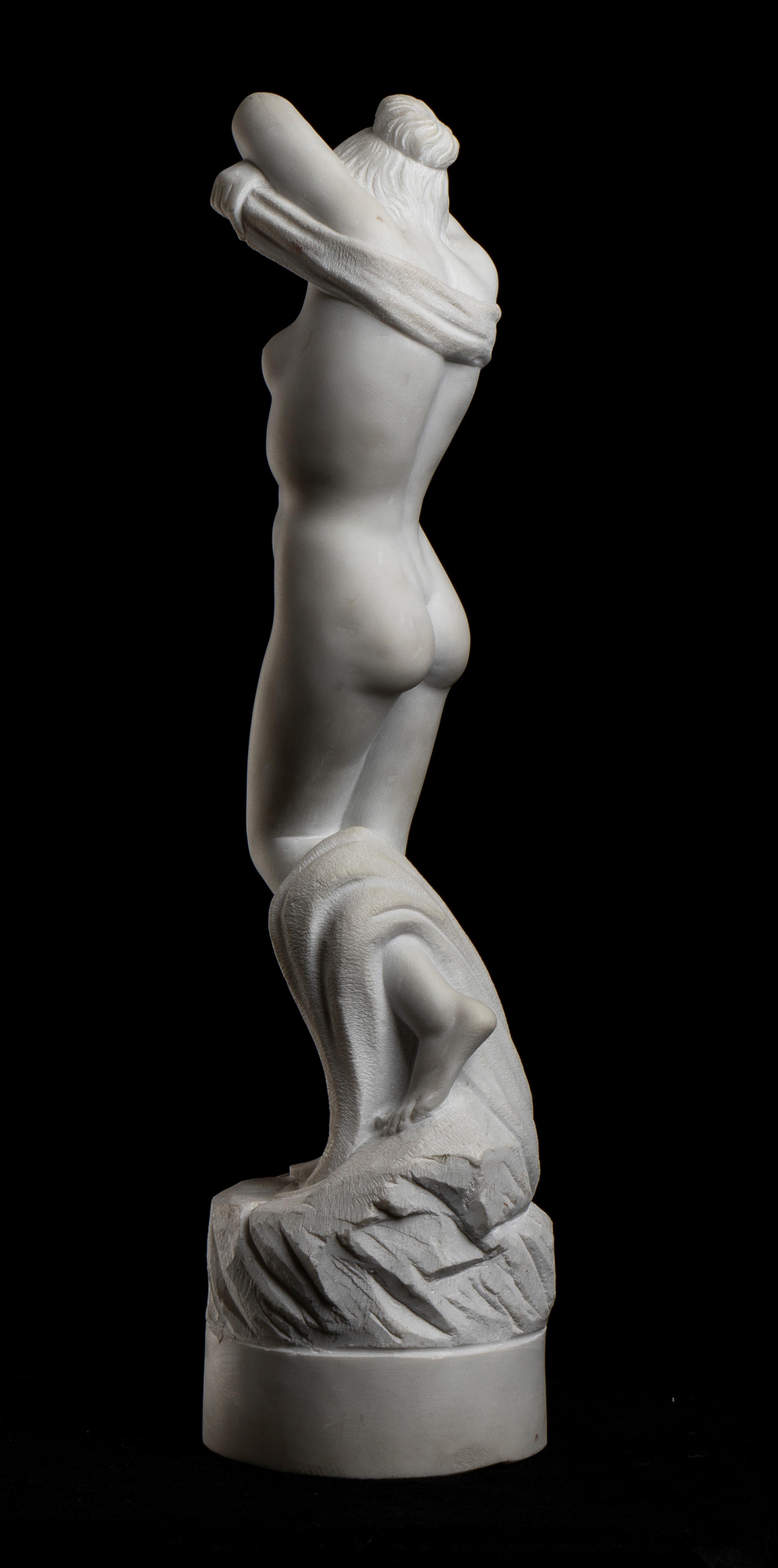 White Marble Sculpture of Undressing Girl Italian Artist Of 20th Century 5