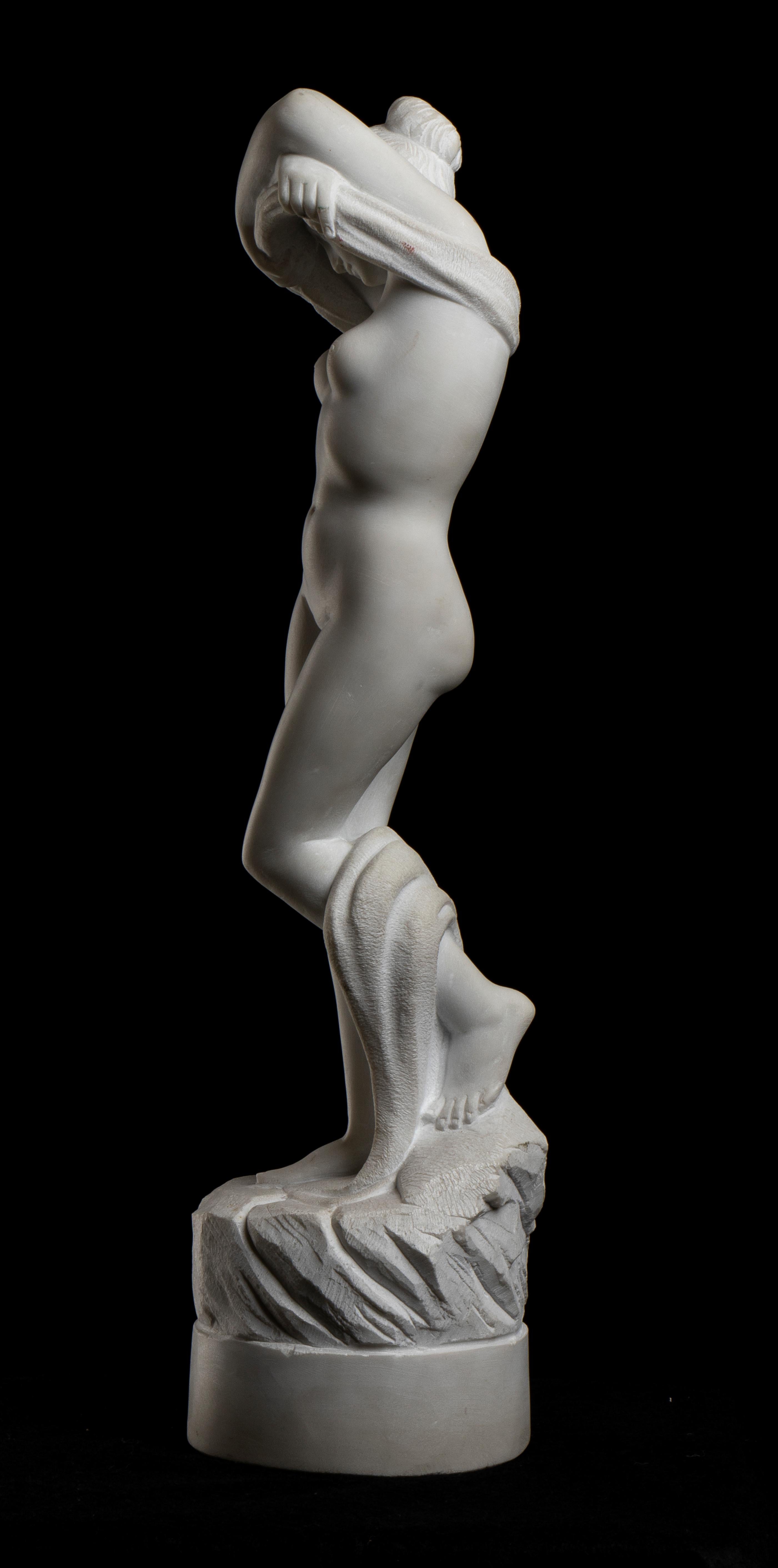 White Marble Sculpture of Undressing Girl Italian Artist Of 20th Century 6