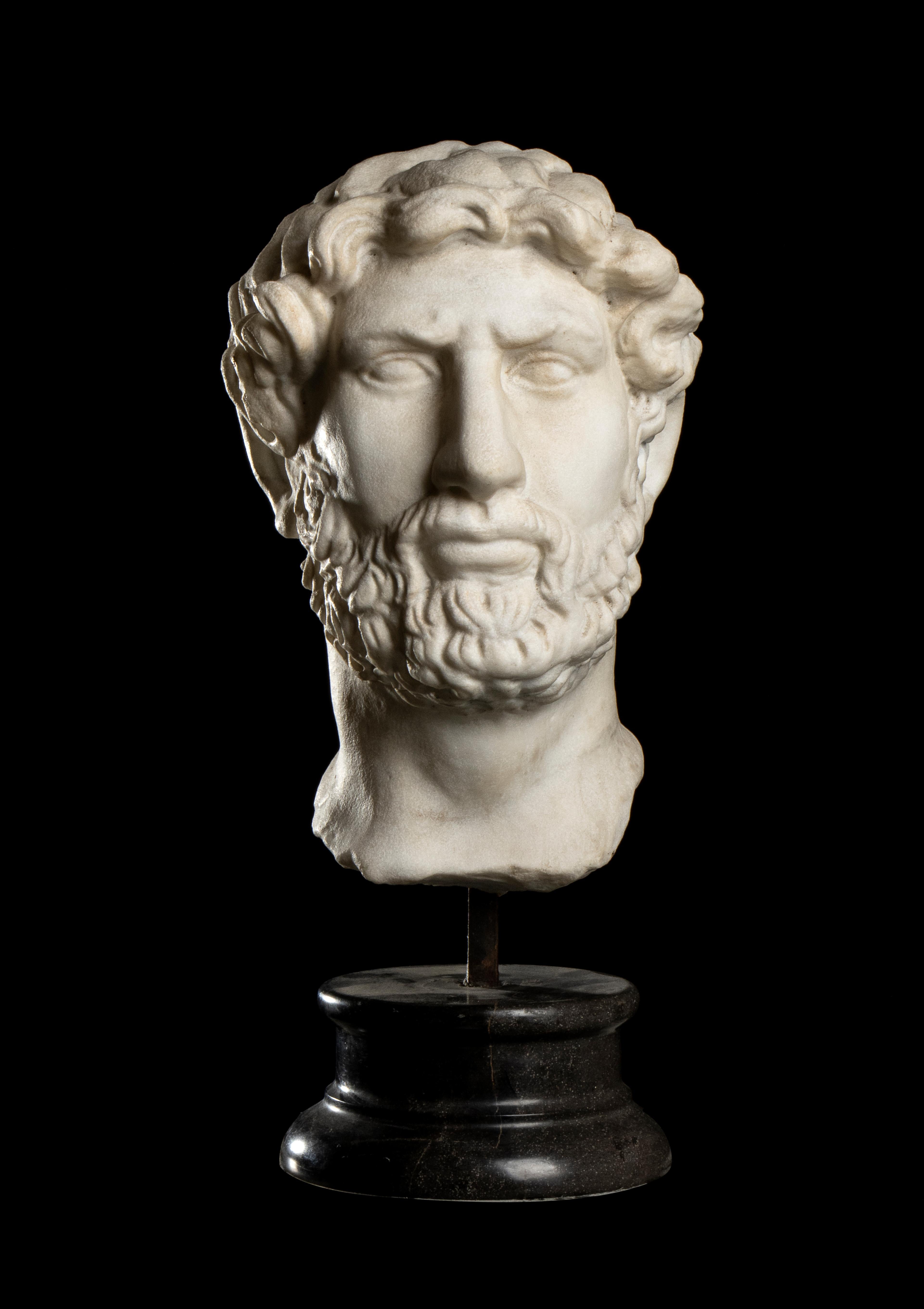 Unknown White Marble Sculpture Portrait Of Roman Emperor Hadrian