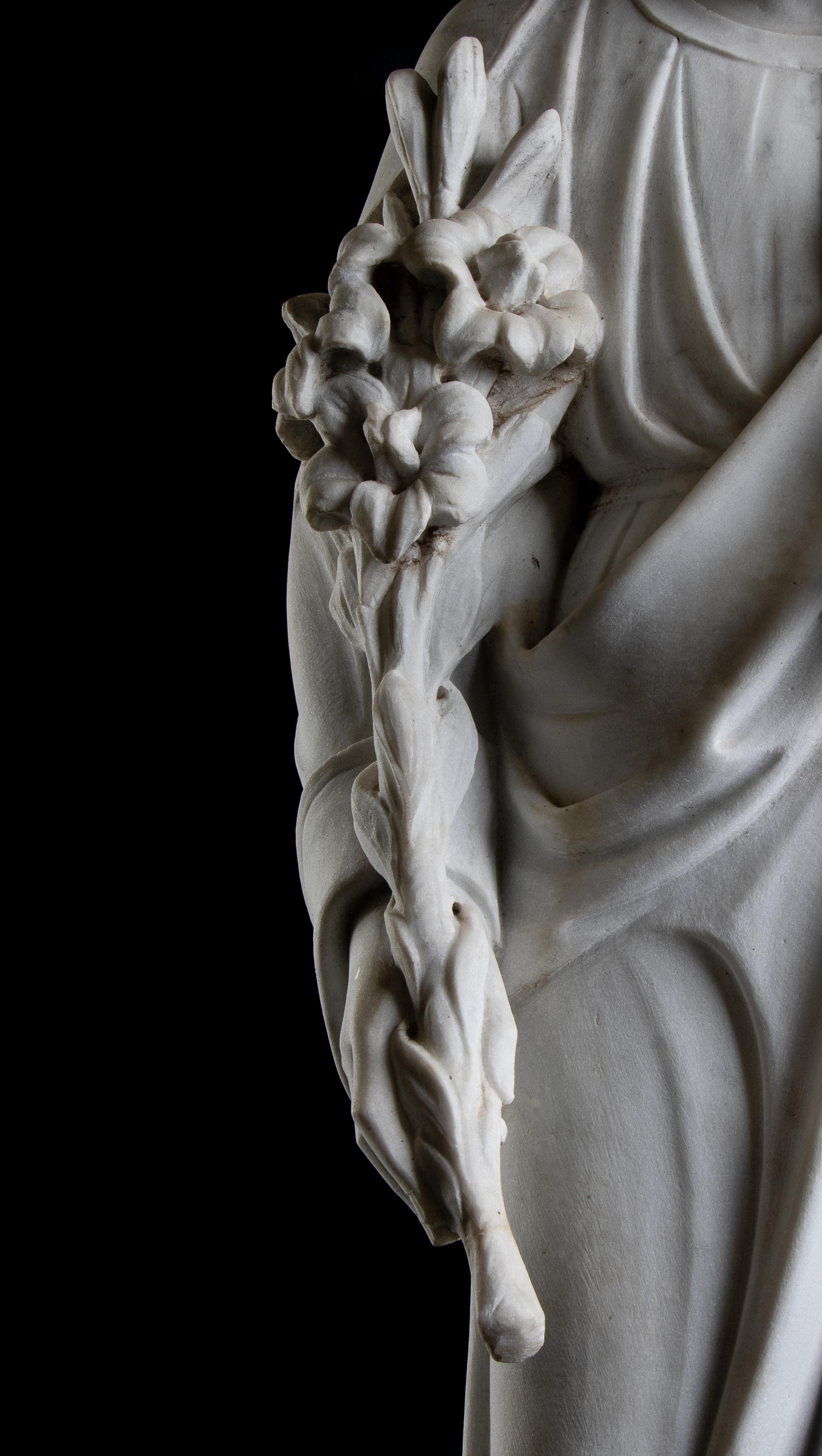 White Marble Sculpture Saint Jospeh With The Infant Jesus  19th Century Italy 12