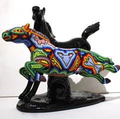 Caballos Salvajes, Escultura Huichol, Cerámica y Vidrio, por CHROMA aka Rick Wolfryd