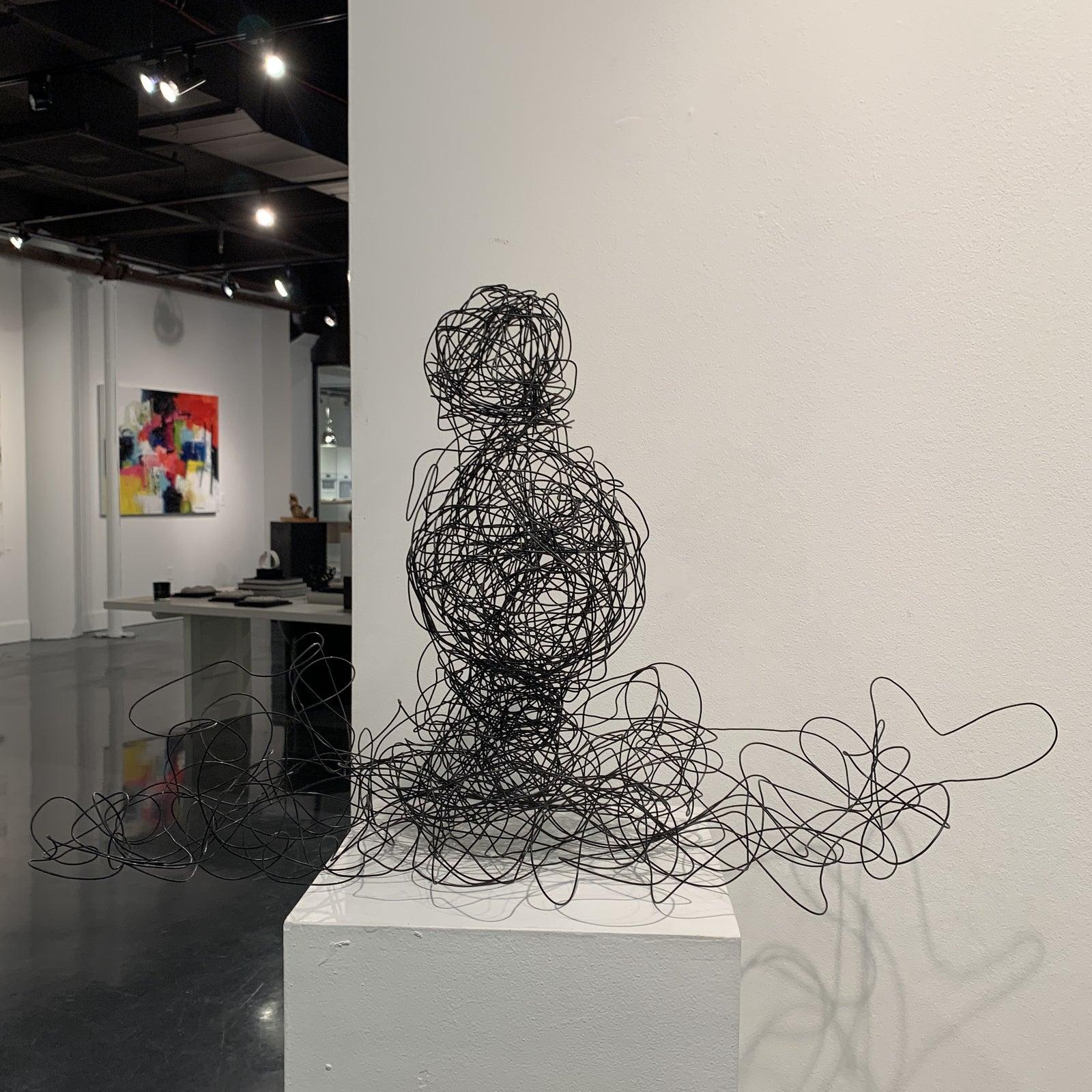 Wire Sculpture  - Black Abstract Sculpture by Unknown