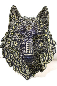 WOLF HEAD from RICK WOLFRYD COLLECTION, HUCHOL, WALL SCULPTURE, ANIMAL ART, 2026