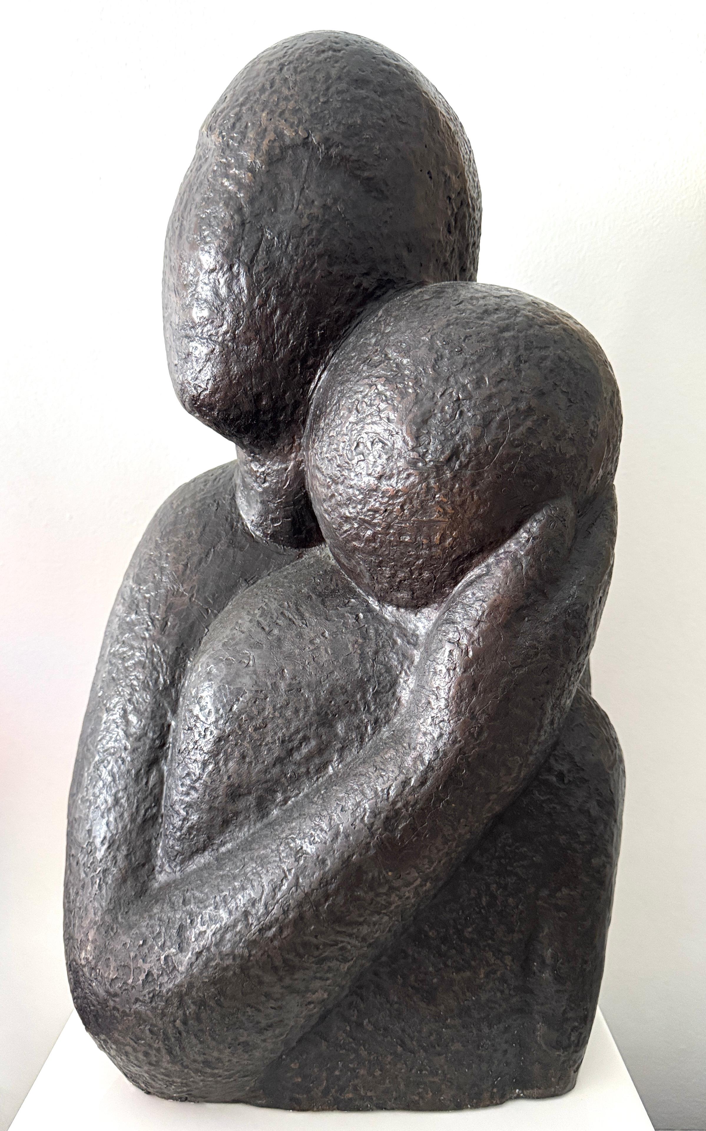 Unknown Figurative Sculpture - Biomorphic Sculpture Woman With Child Signed PJ edition 8/12