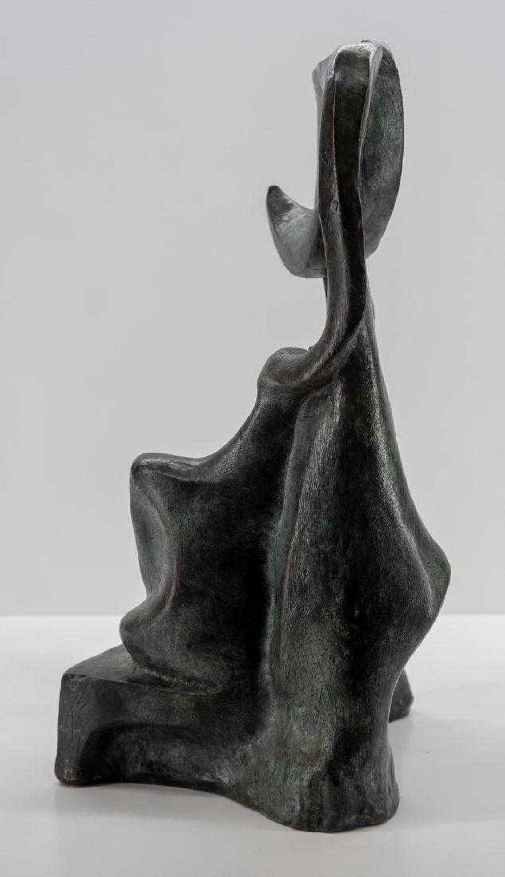 Woman In The Moonlight at the Window Latin American Bronze Modernist Sculpture 8