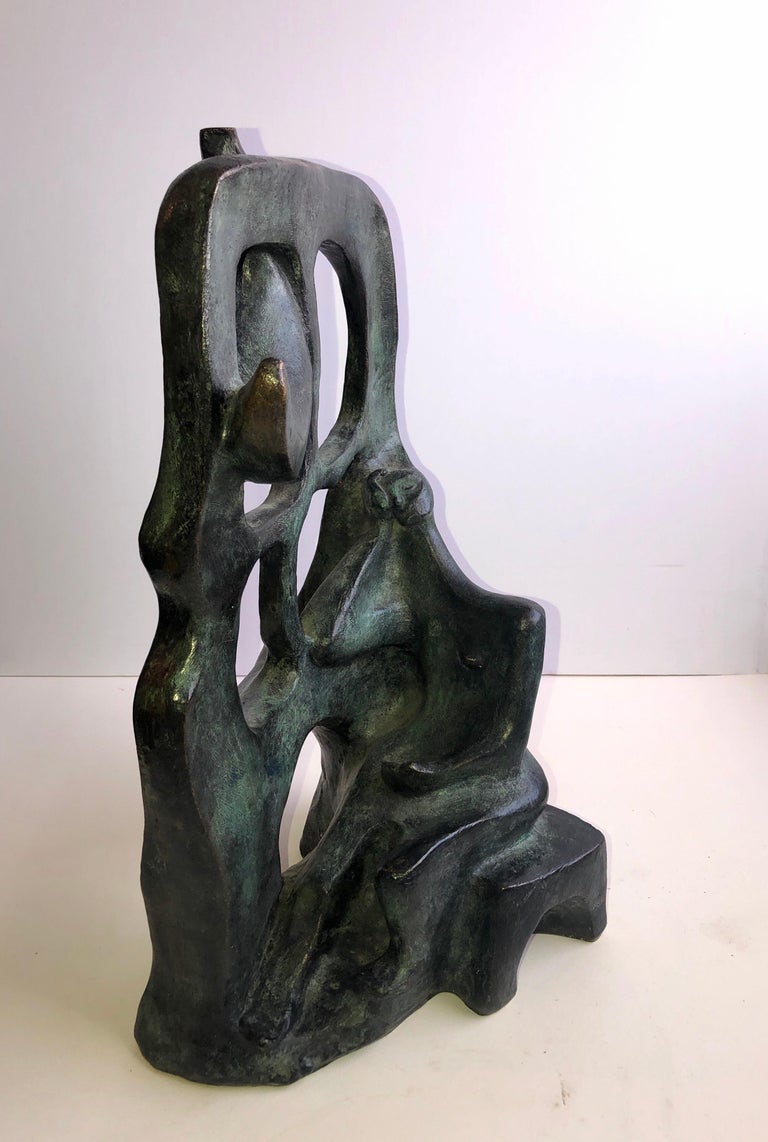 Unknown Woman In The Moonlight at the Window Latin American Bronze