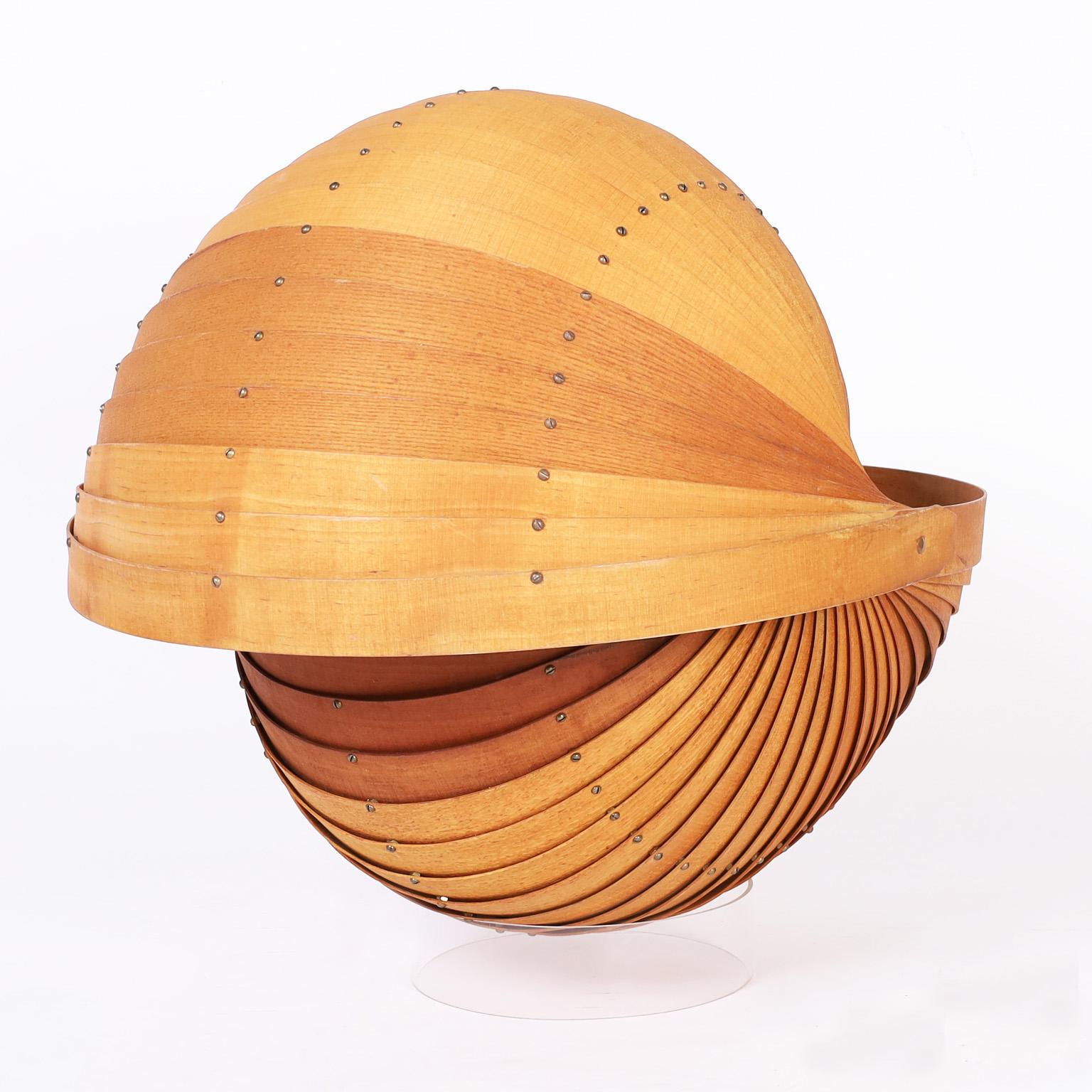 Wood Nautilus Shell Sculpture For Sale 7