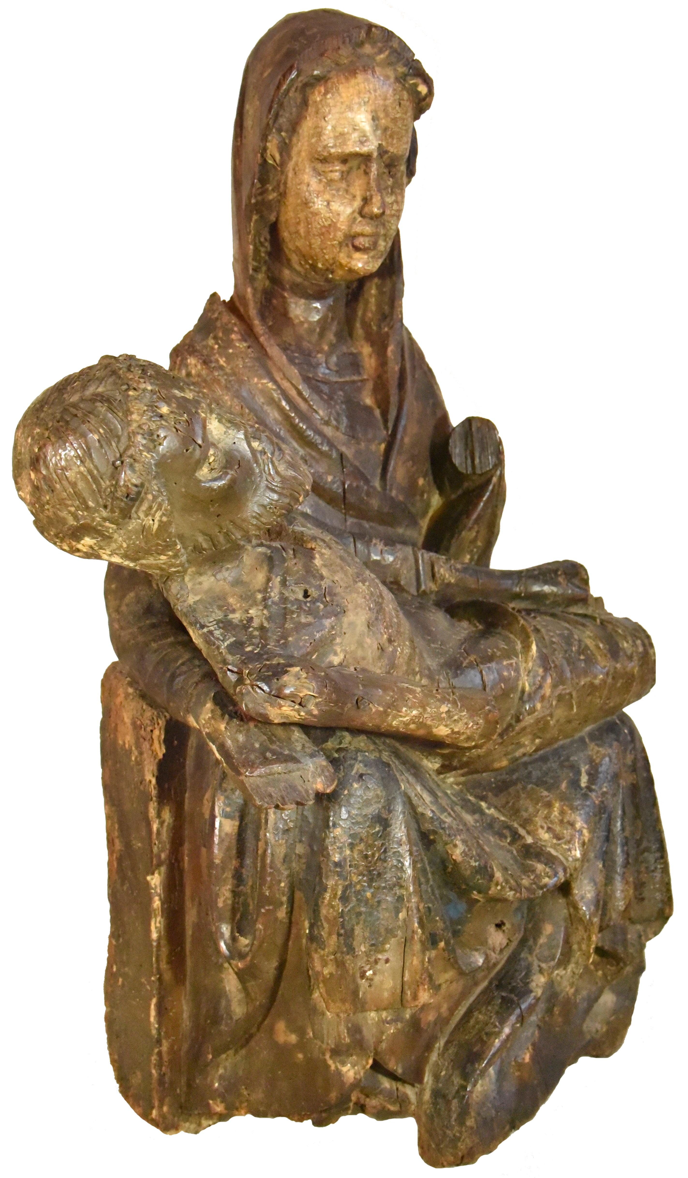 Wooden Pieta, Austria Around 1450  - Sculpture by Unknown
