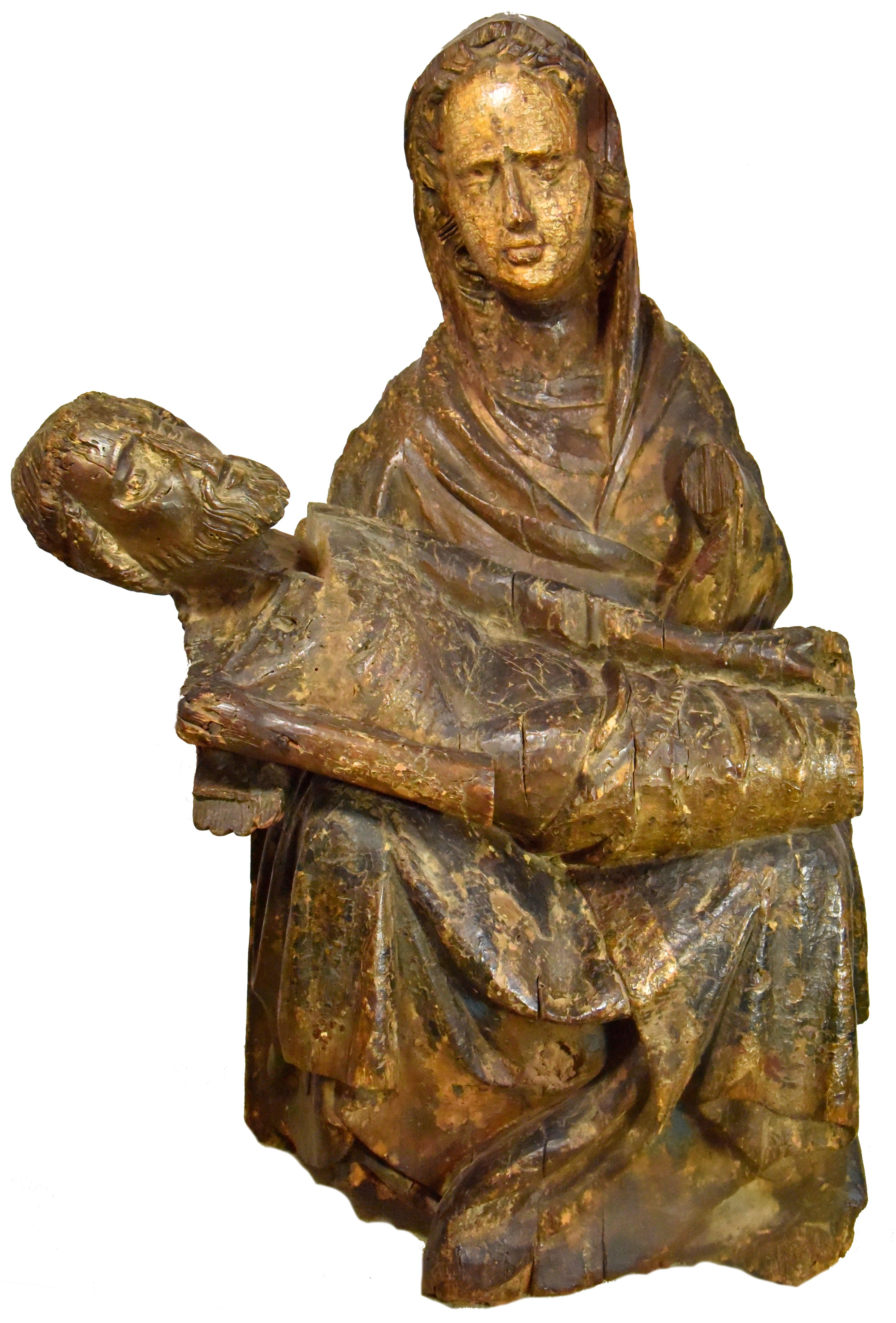 Unknown Figurative Sculpture - Wooden Pieta, Austria Around 1450 