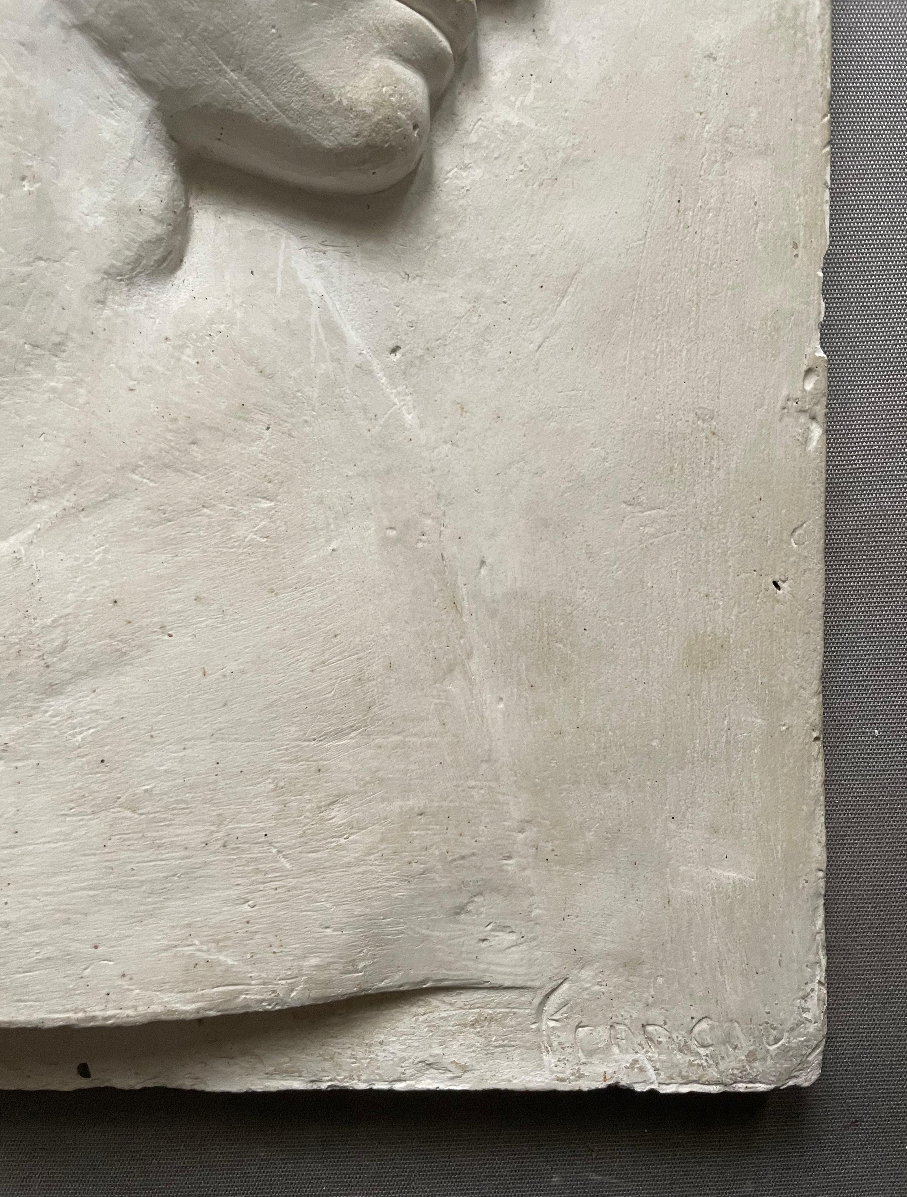 Young Man In Profile, Bas Relief In Plaster, Early 20th Century 1