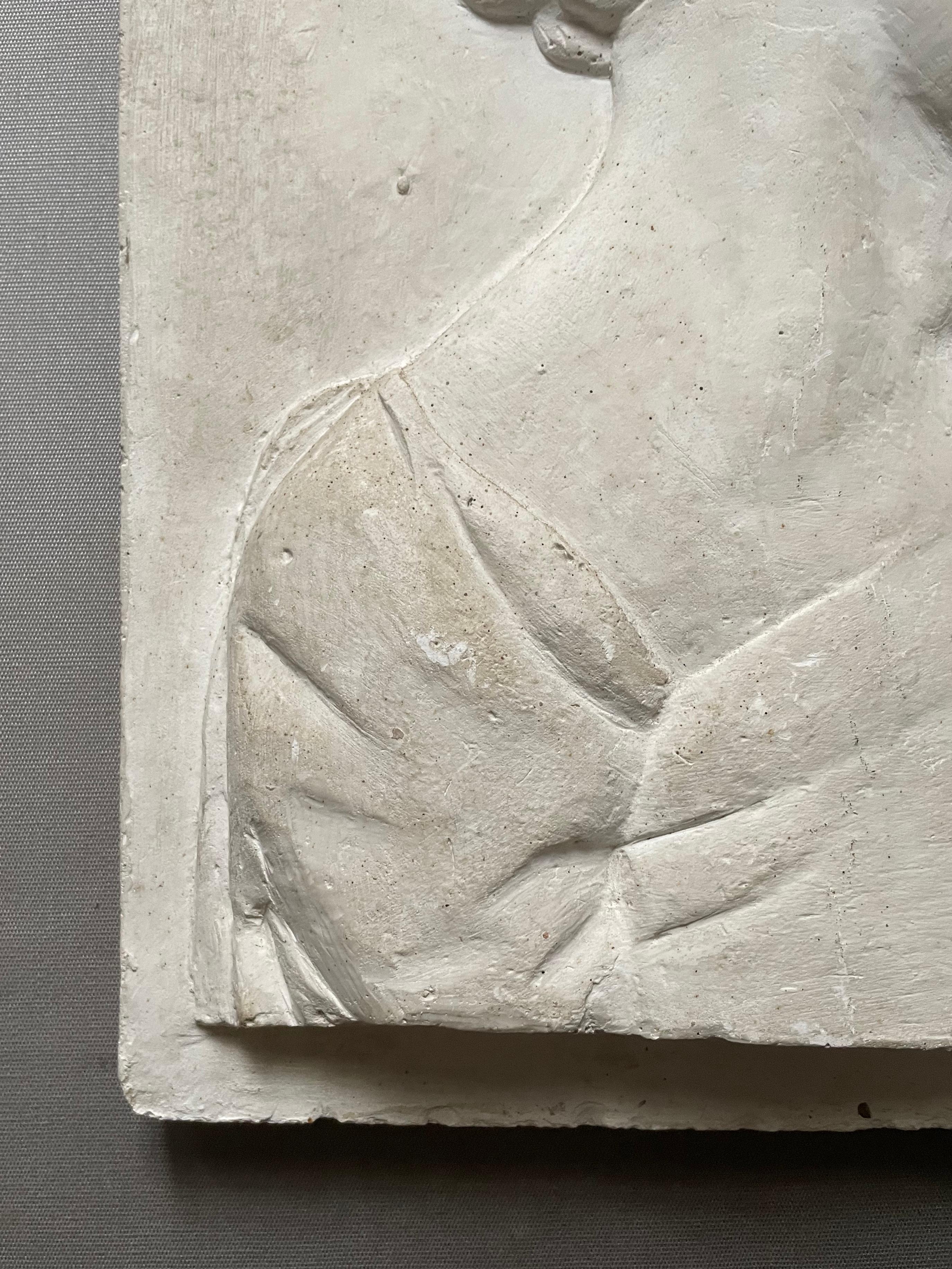 Young Man In Profile, Bas Relief In Plaster, Early 20th Century 2