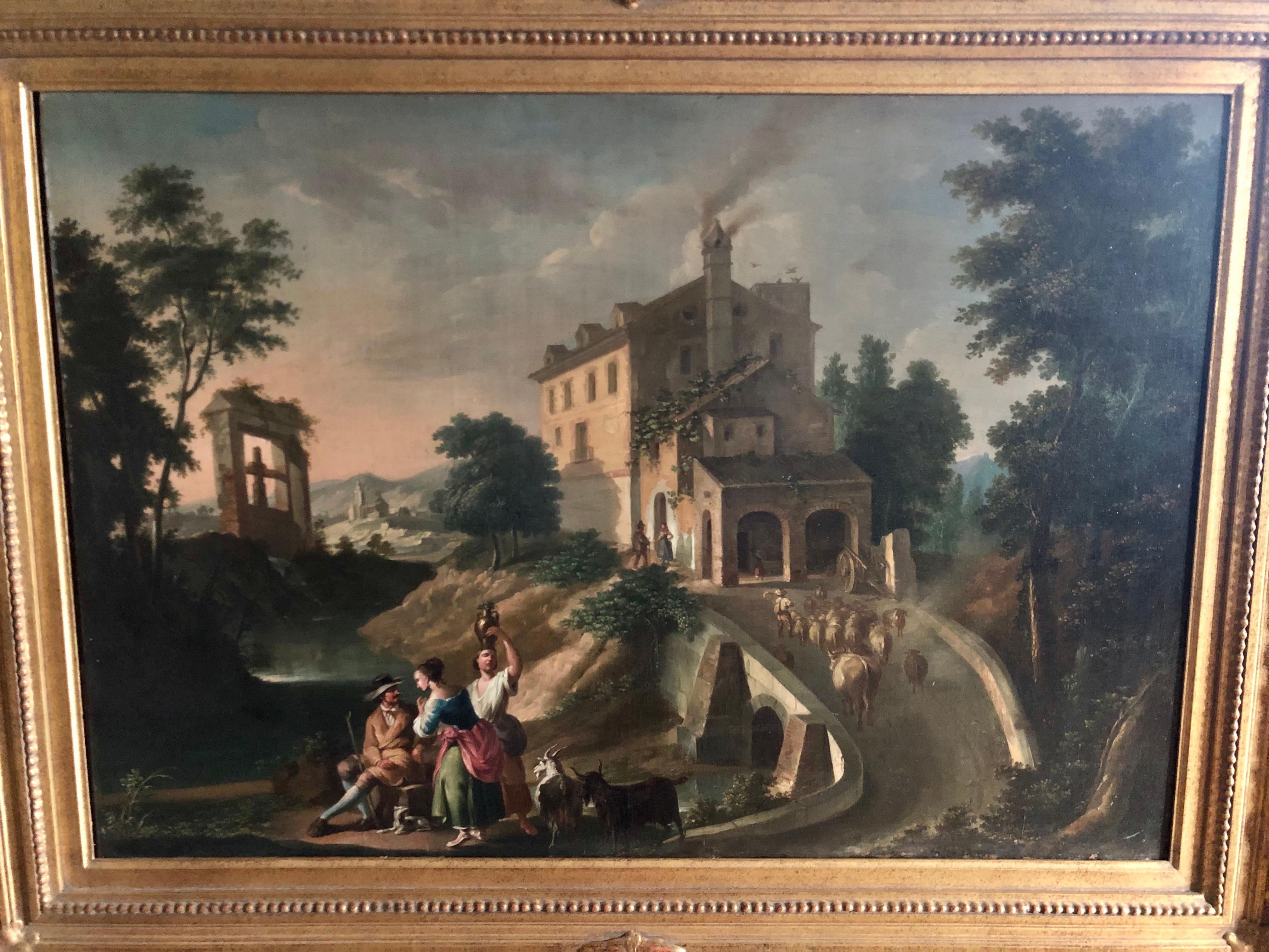 Unknown Spanish Artist, 18th Century, “A pastoral scene” 4