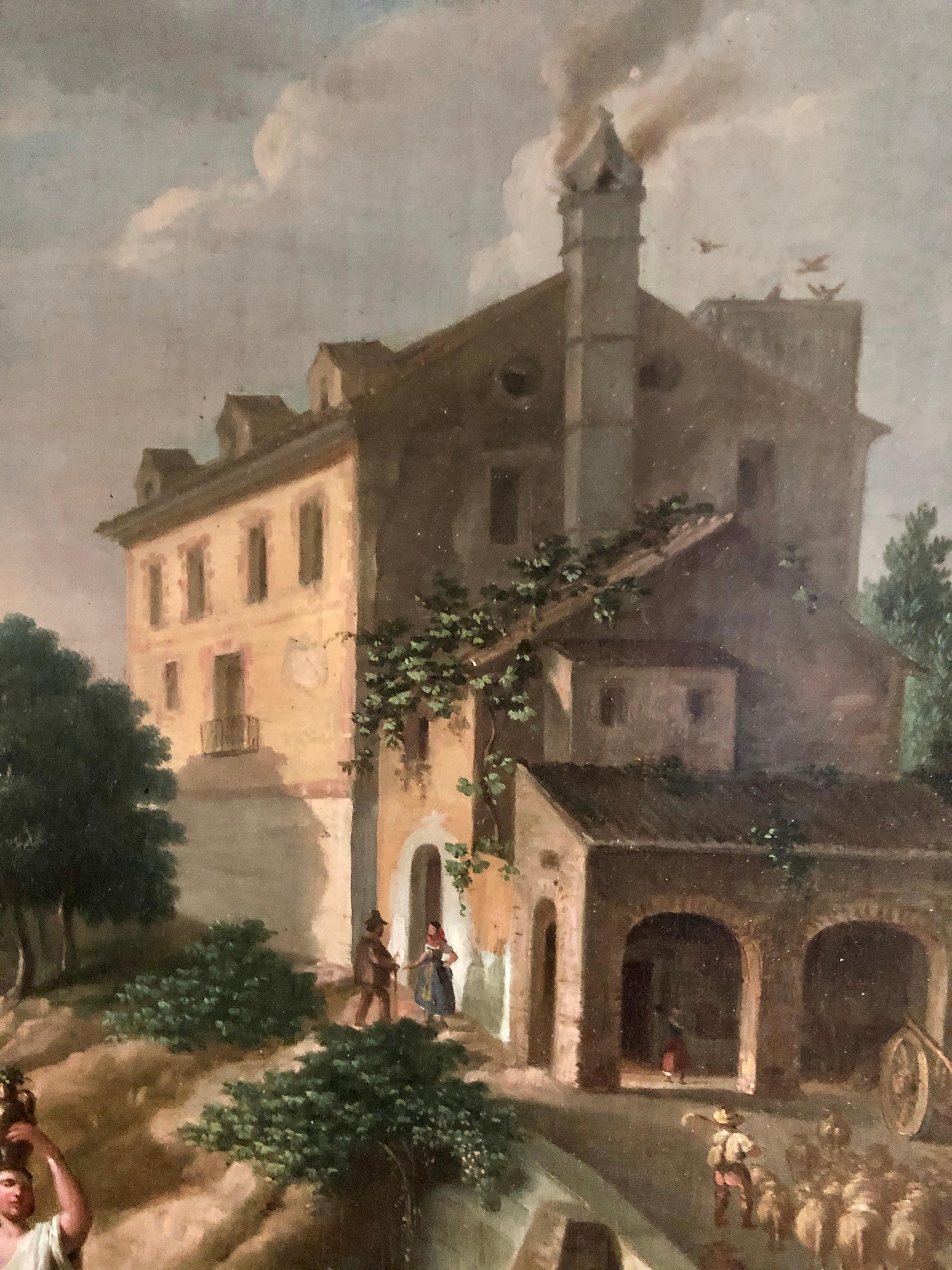 Unknown Spanish Artist, 18th Century, “A pastoral scene” In Good Condition In Belmont, MA