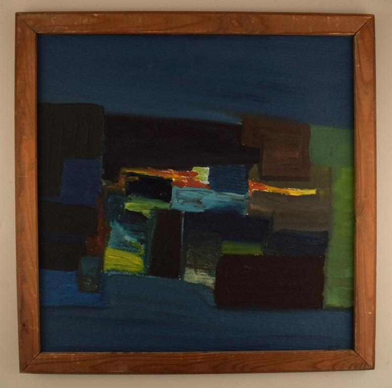 Unknown Swedish artist. Oil on board. Abstract composition. Dated 1968.
The board measures: 58 x 58 cm.
The frame measures: 4.5 cm.
In excellent condition.
Signed and dated.