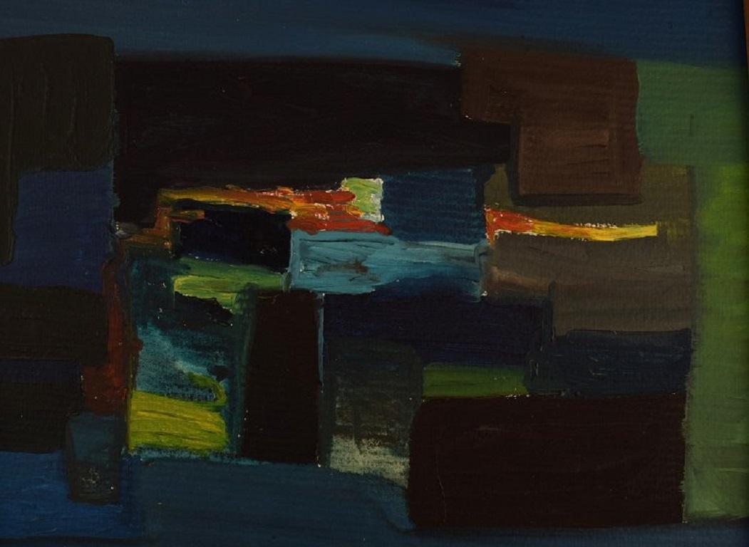 Unknown Swedish Artist, Oil on Board, Abstract Composition, Dated 1968 In Excellent Condition In Copenhagen, DK