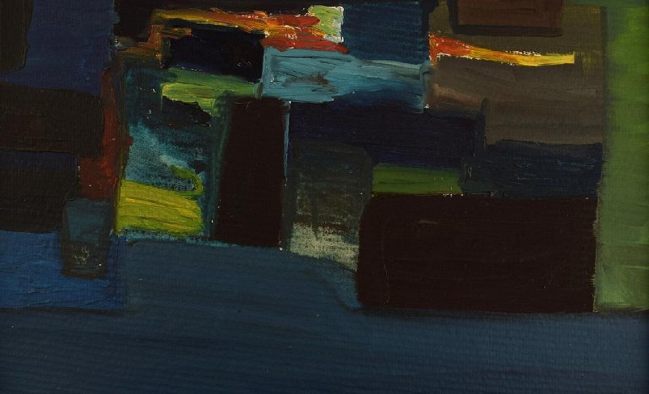 Mid-20th Century Unknown Swedish Artist, Oil on Board, Abstract Composition, Dated 1968