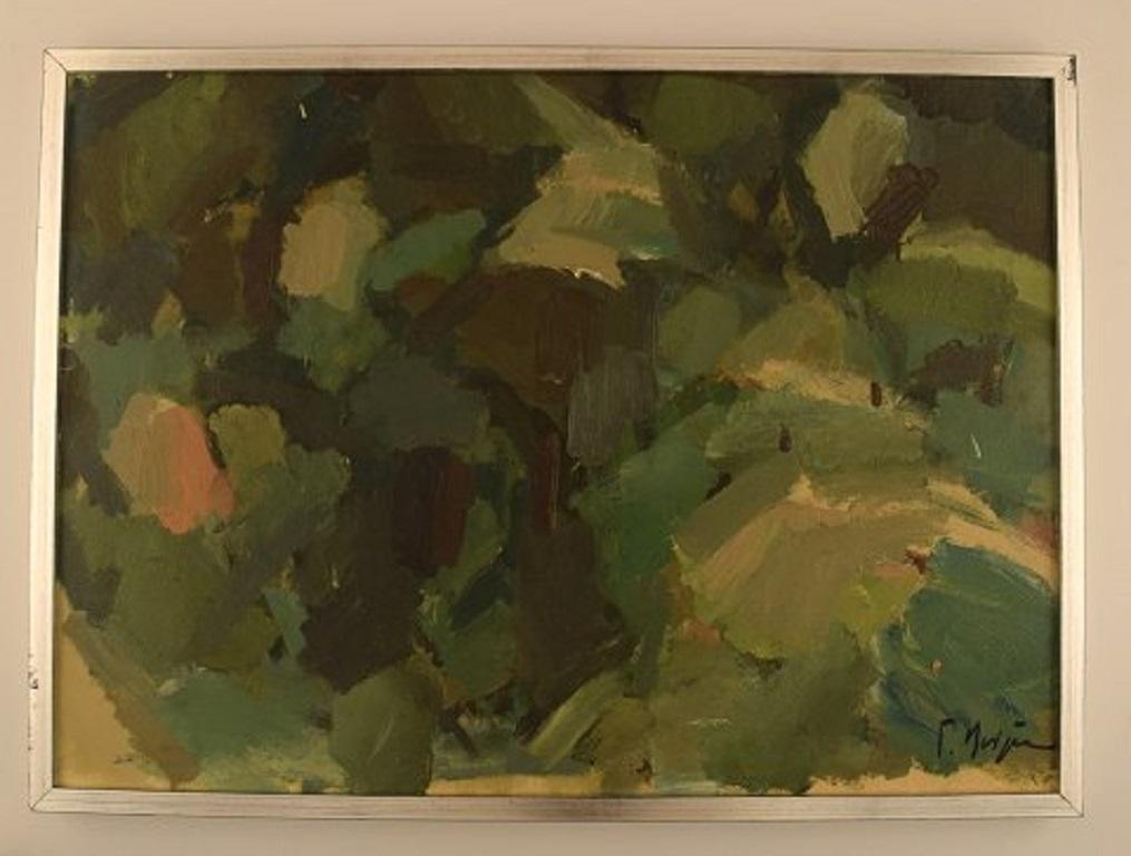 Unknown Swedish artist. Oil on board. Abstract modernist landscape. 1960s.
The board measures: 59.5 x 42.5 cm.
The frame measures: 1.7 cm.
Signed.
In excellent condition.