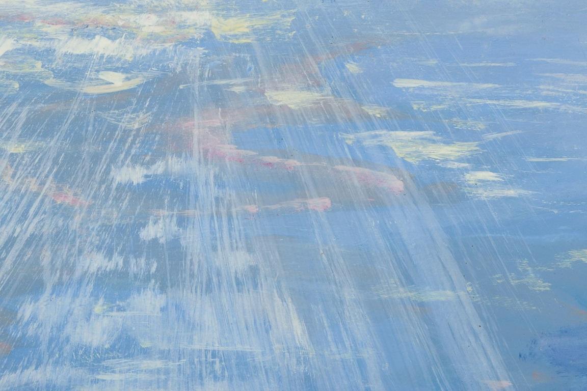 Artista sueco desconocido. Óleo sobre tabla. Vista del mar con puesta de sol. en Excelente estado para la venta en København, Copenhagen