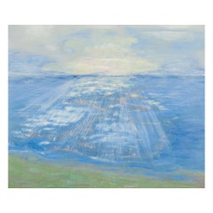 Artista sueco desconocido. Óleo sobre tabla. Vista del mar con puesta de sol.