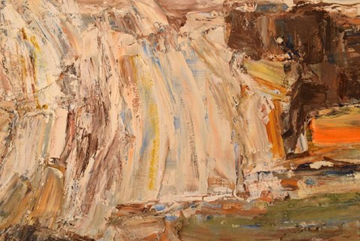 Svedese Artista svedese sconosciuto, Olio su tela, Paesaggio modernista, datato 1963 in vendita