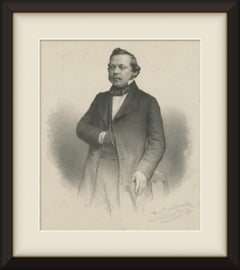 Unknown Viennese Gentleman, Original Antique Lithographic Portrait, 1851