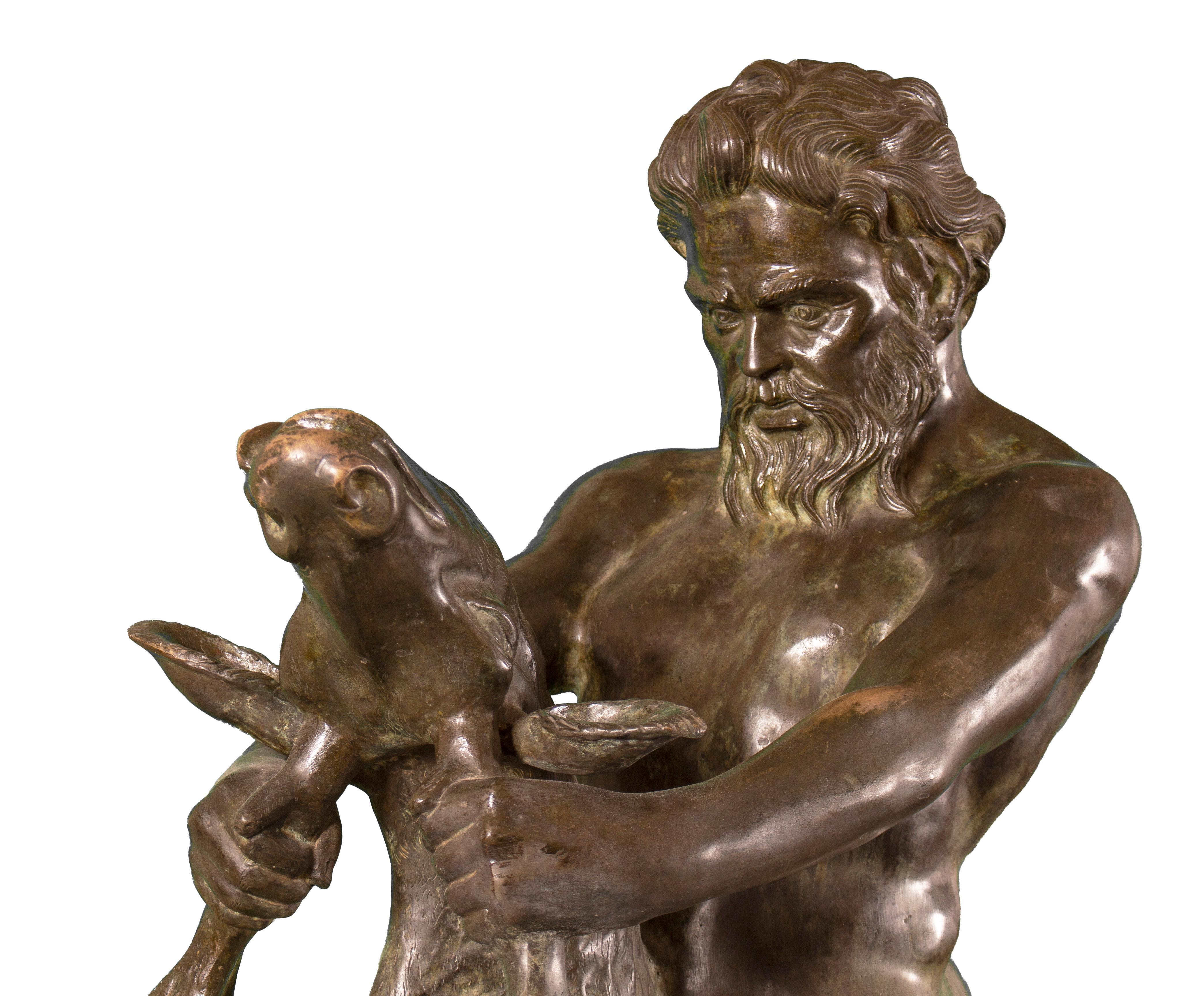 Français Centaure et cerf - Sculpture monumentale en bronze en vente