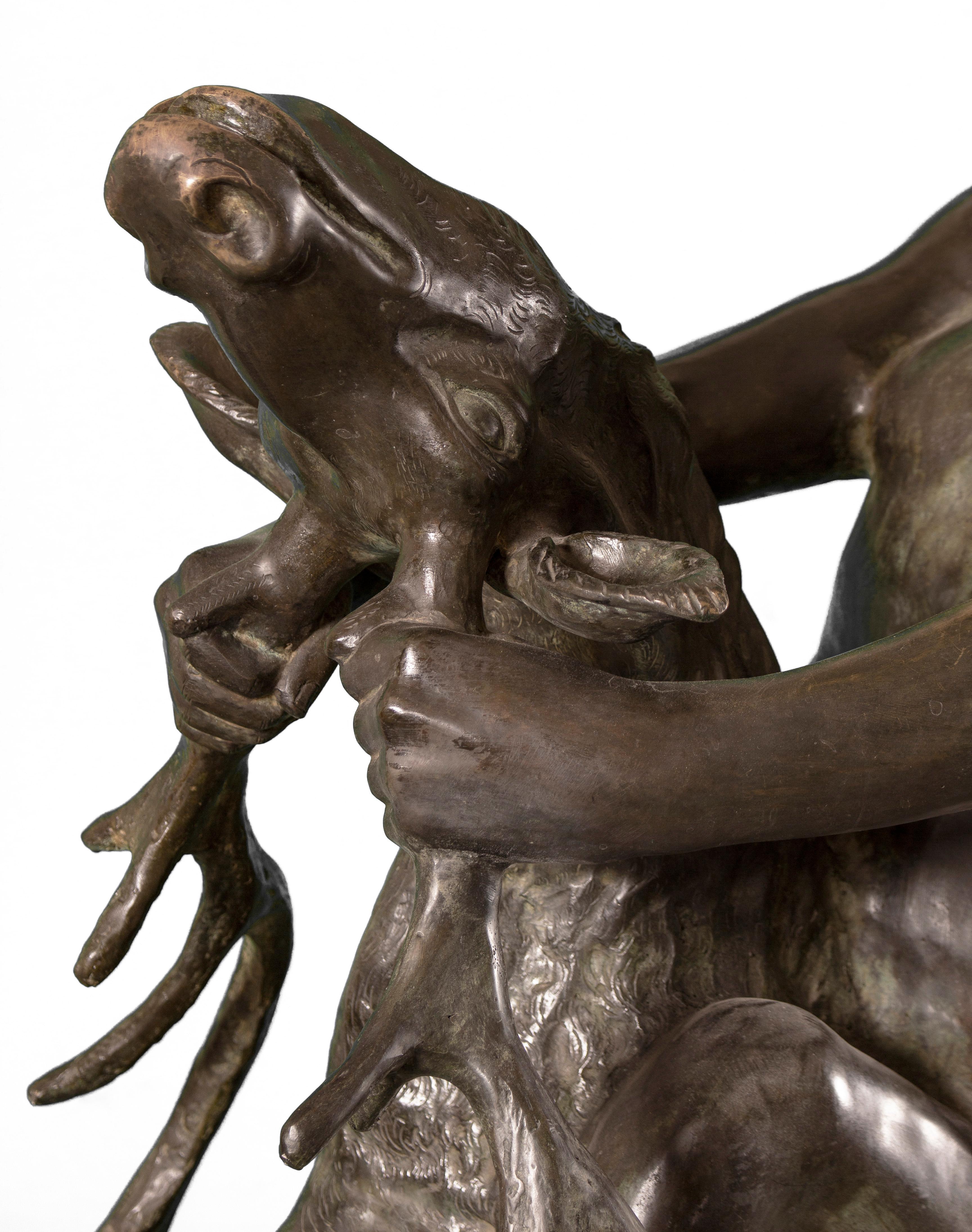 20th Century Centaur and Deer - Monumental Bronze Sculpture For Sale