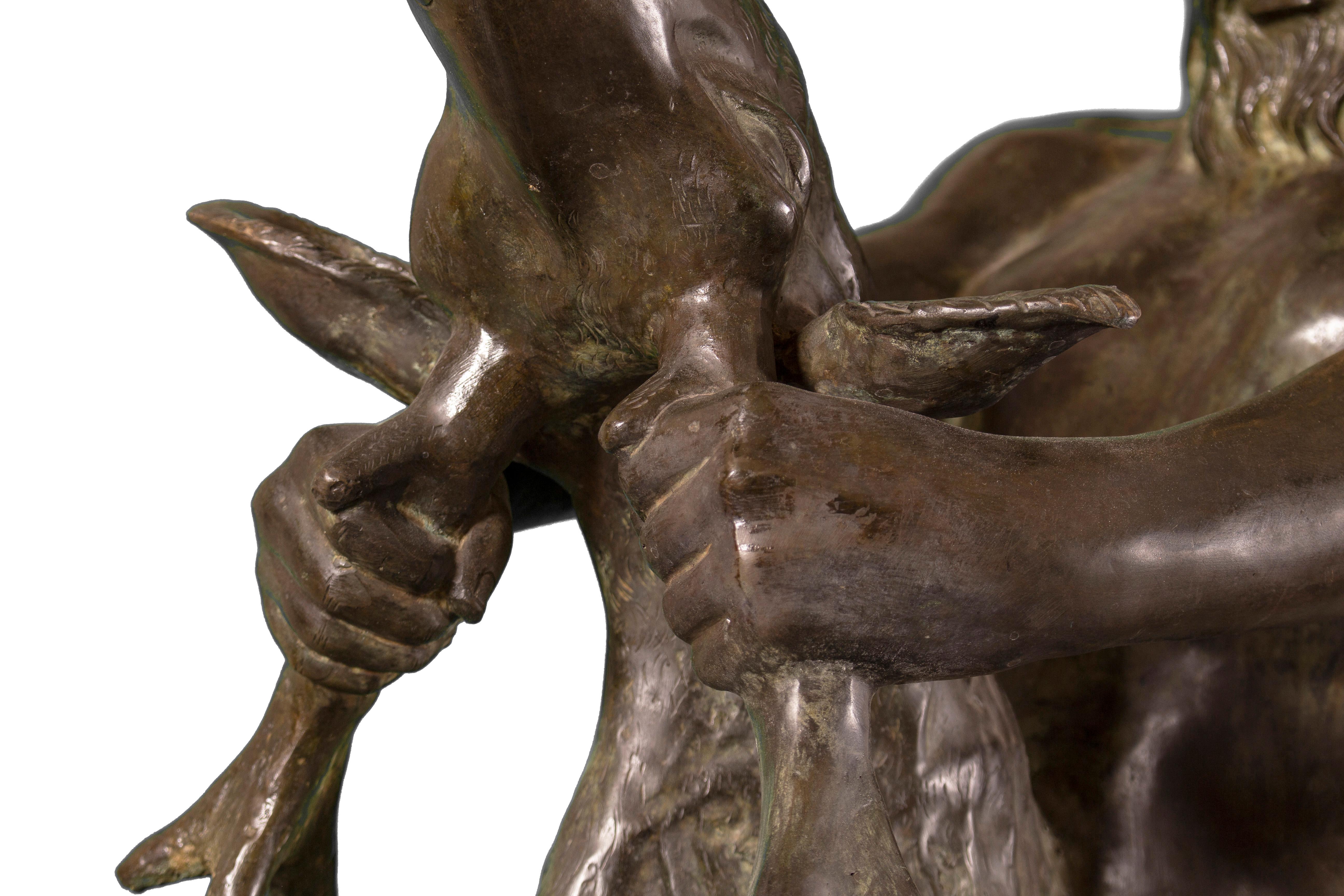 20ième siècle Centaure et cerf - Sculpture monumentale en bronze en vente