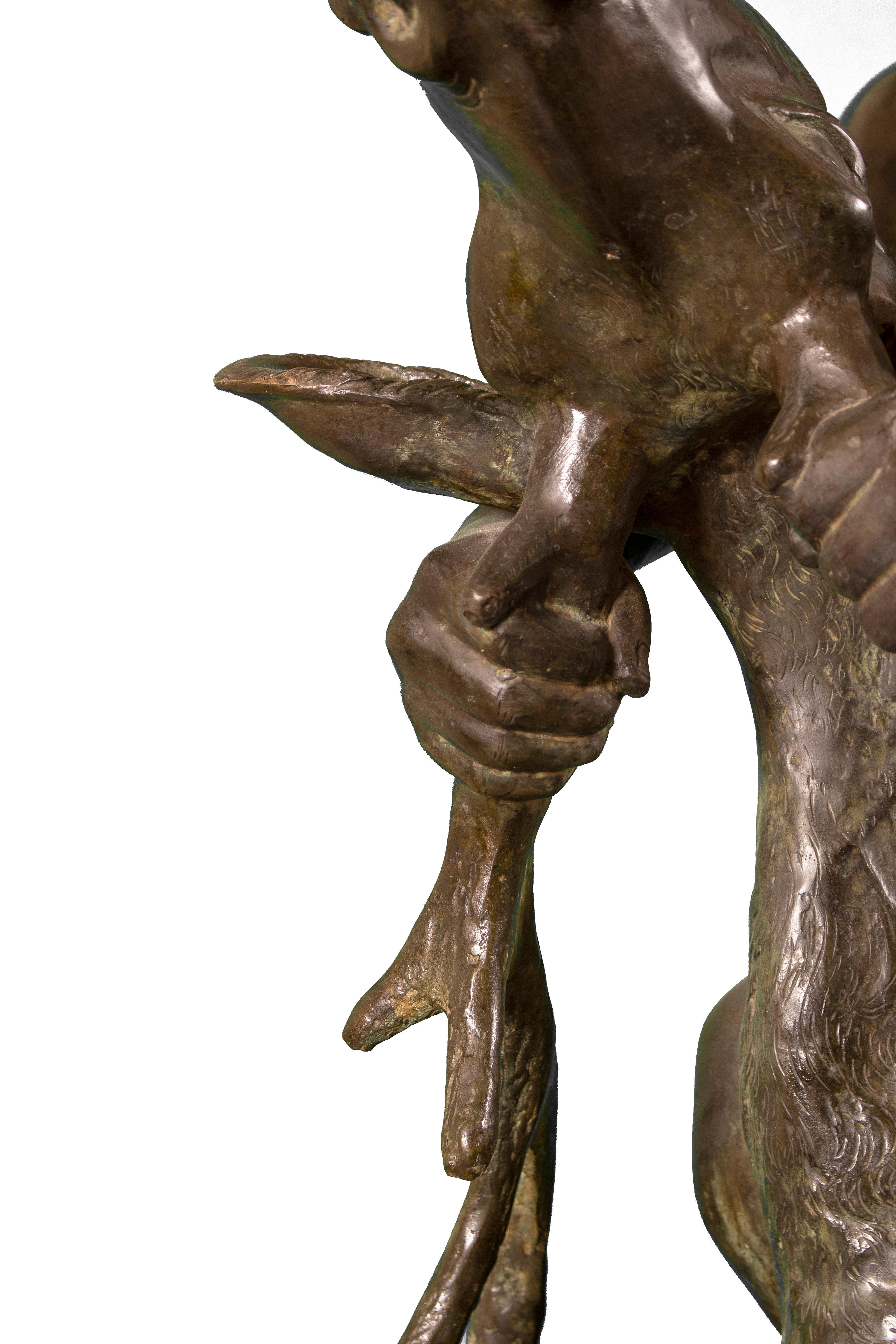 Bronze Centaure et cerf - Sculpture monumentale en bronze en vente