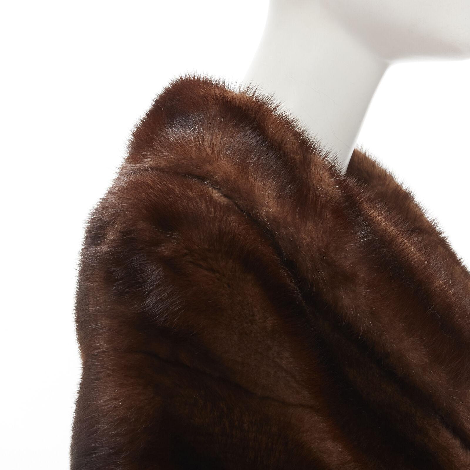 UNLABELLED brown mink fur shoulder shawl scarf hook eye closure For Sale 2