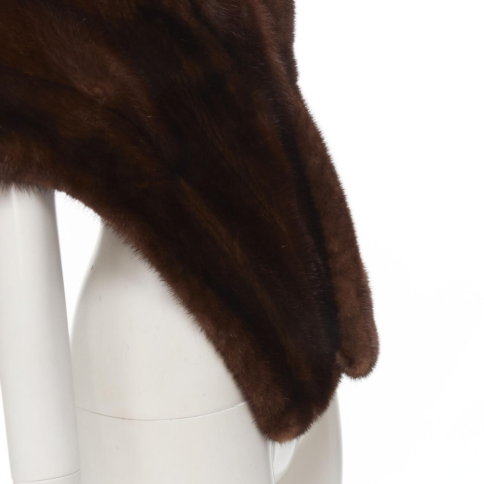 UNLABELLED brown mink fur shoulder shawl scarf hook eye closure For Sale 3