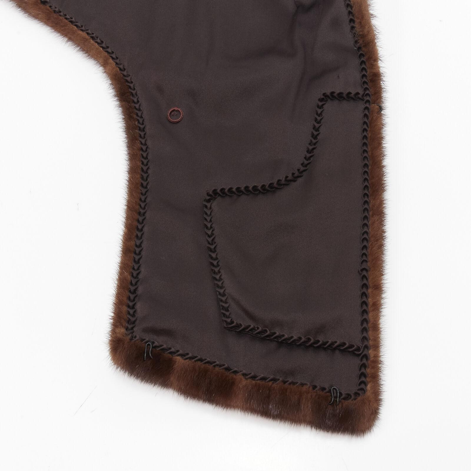 UNLABELLED brown mink fur shoulder shawl scarf hook eye closure For Sale 4