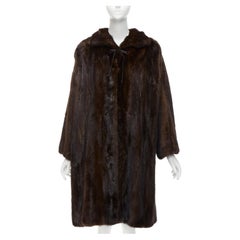 UNLABELLED dark brown genuine fur tie collar longline long sleeve jacket coat