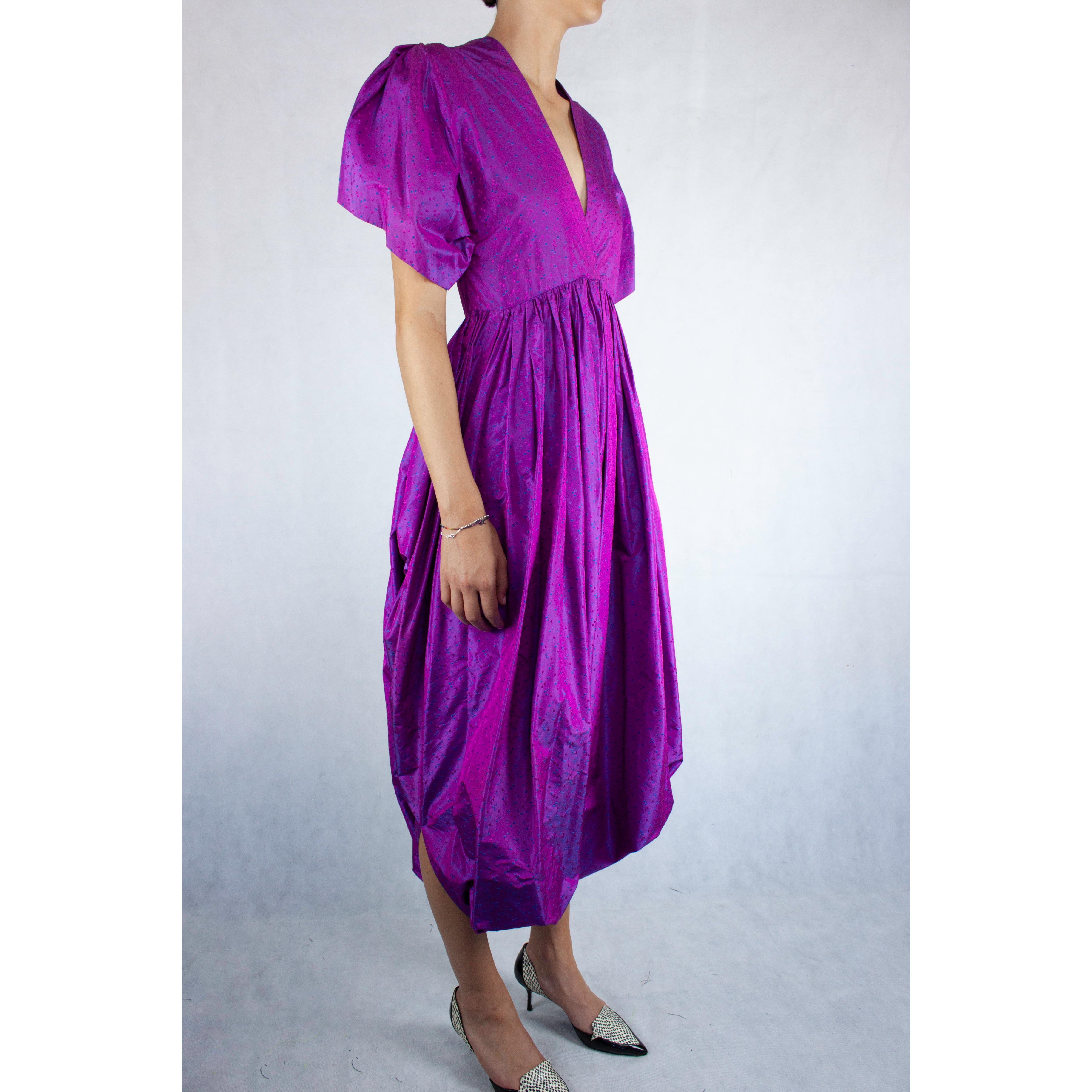 Women's Unlabelled  Madame Grès iridescent lilac silk evening jumpsuit  circa 1970s For Sale